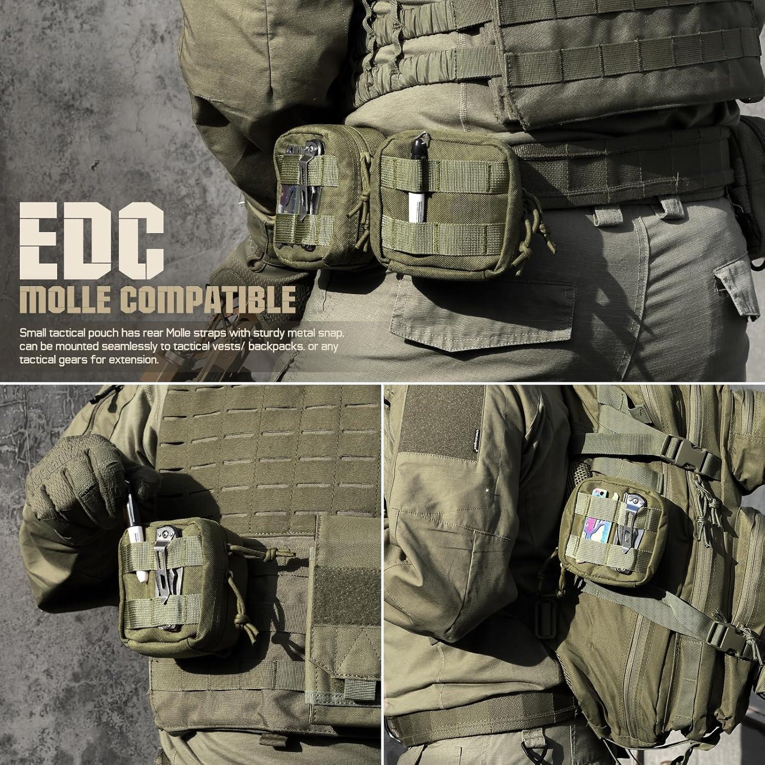 Paquete de 2 Bolsas Molle Pequeñas RXW 4x4 Nylon Verde Militar