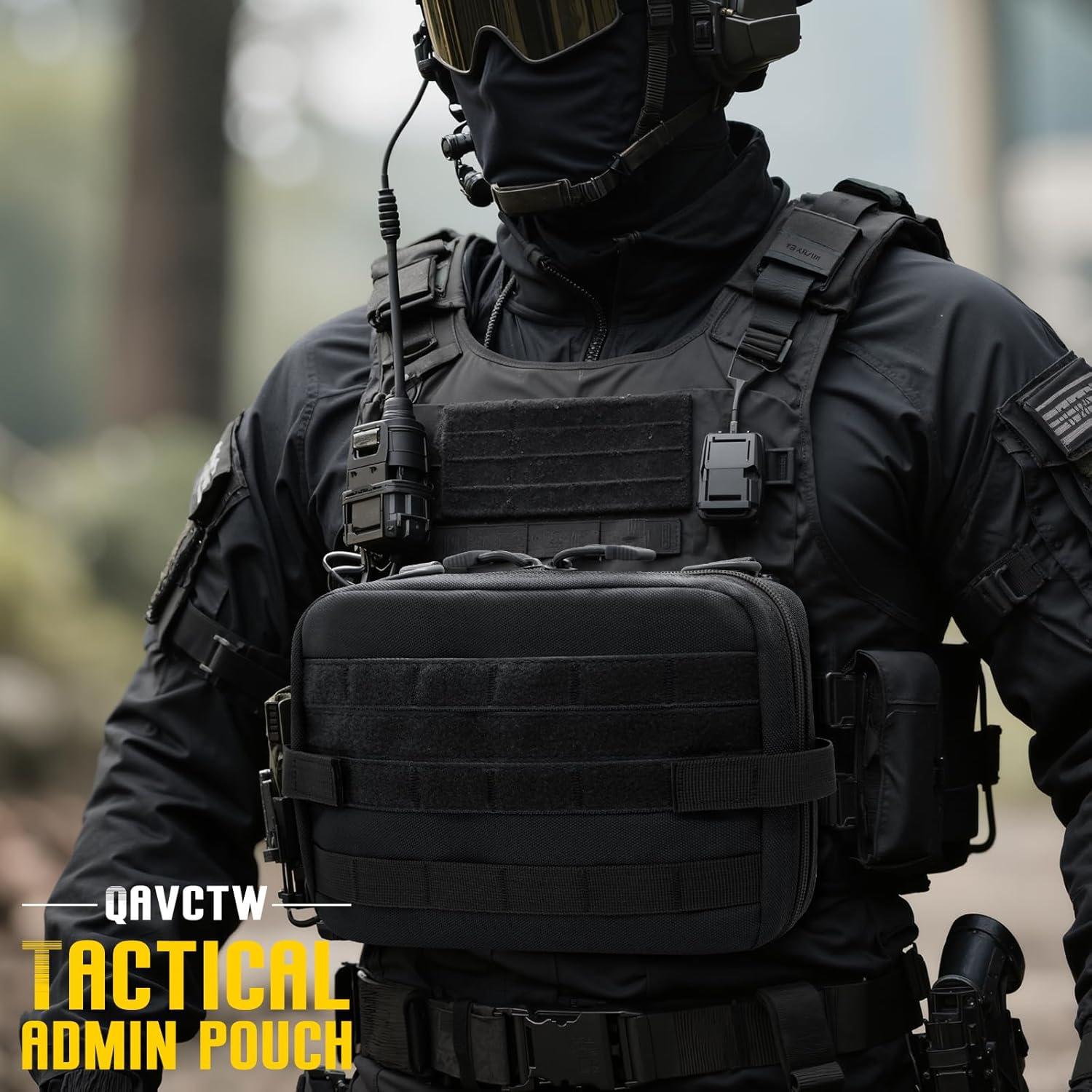 Bolsa Administrativa Táctica Molle Qavctw 25.5x19x5.5cm Negra