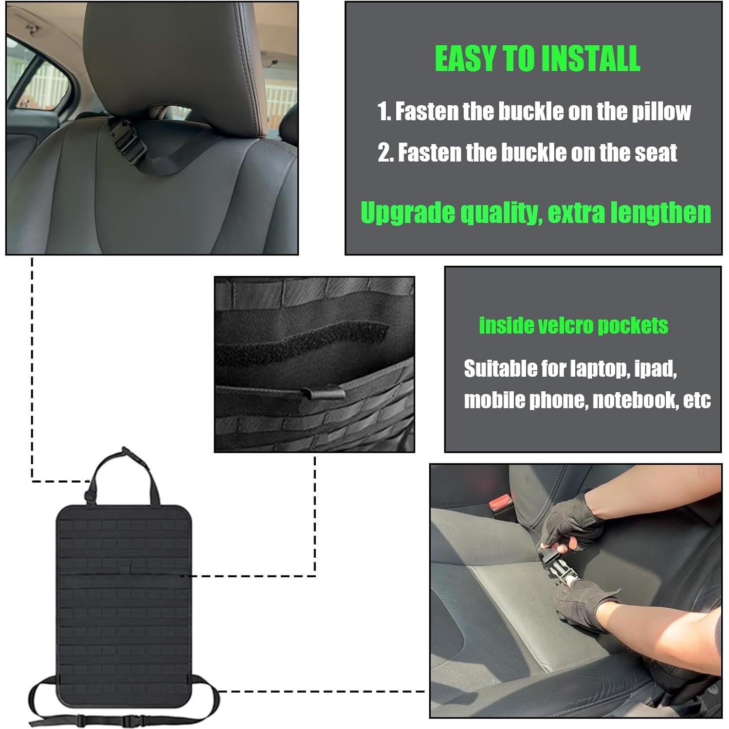 Organizador de Asiento Táctico MEAUTELE con 5 Bolsillos Desmontables