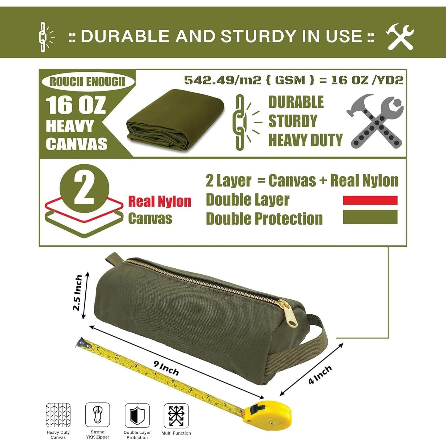 Bolsa de Herramientas Pequeña Rough Enough Verde Militar 22.86cm