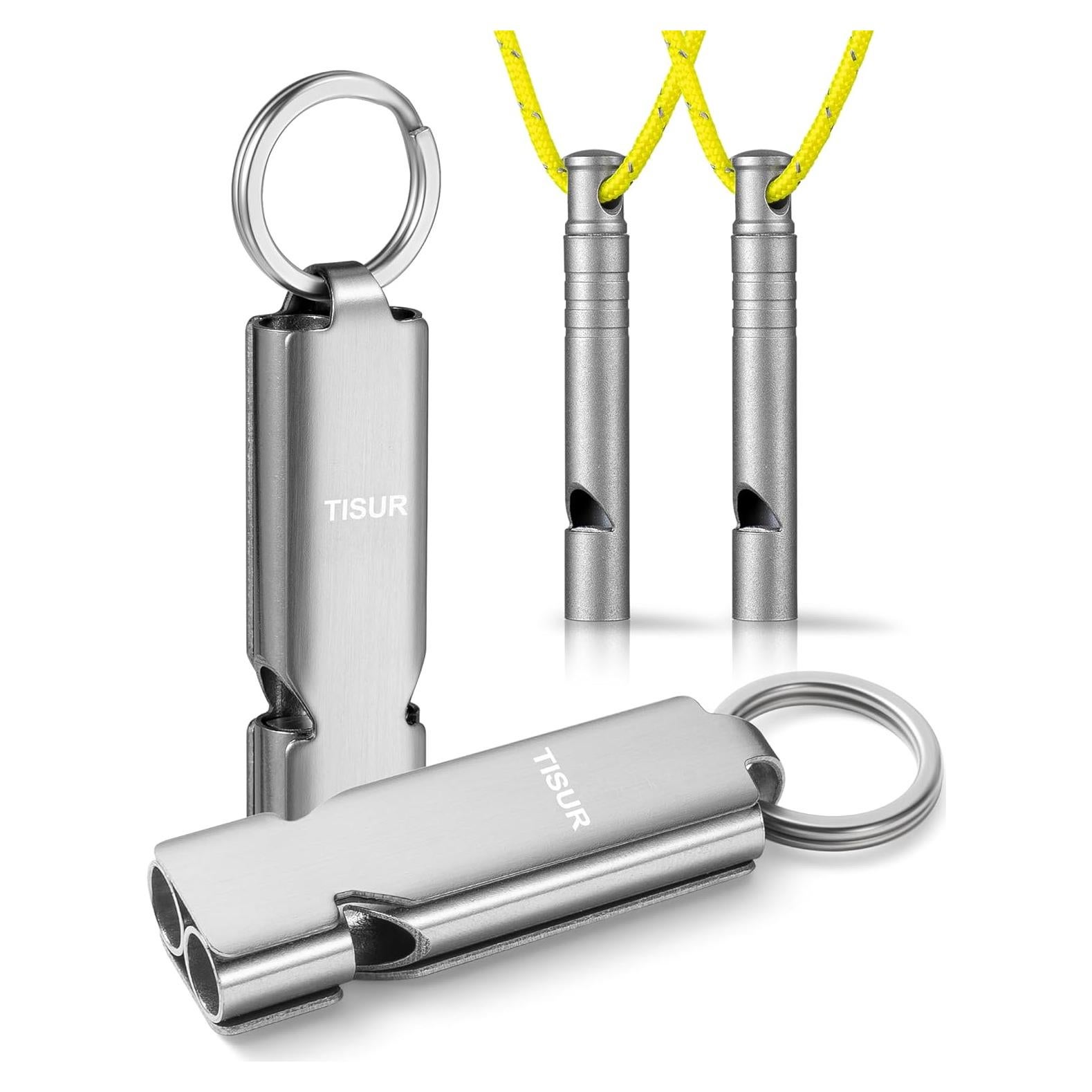 Silbatos de Emergencia TISUR 130db y Titanio con Cordón