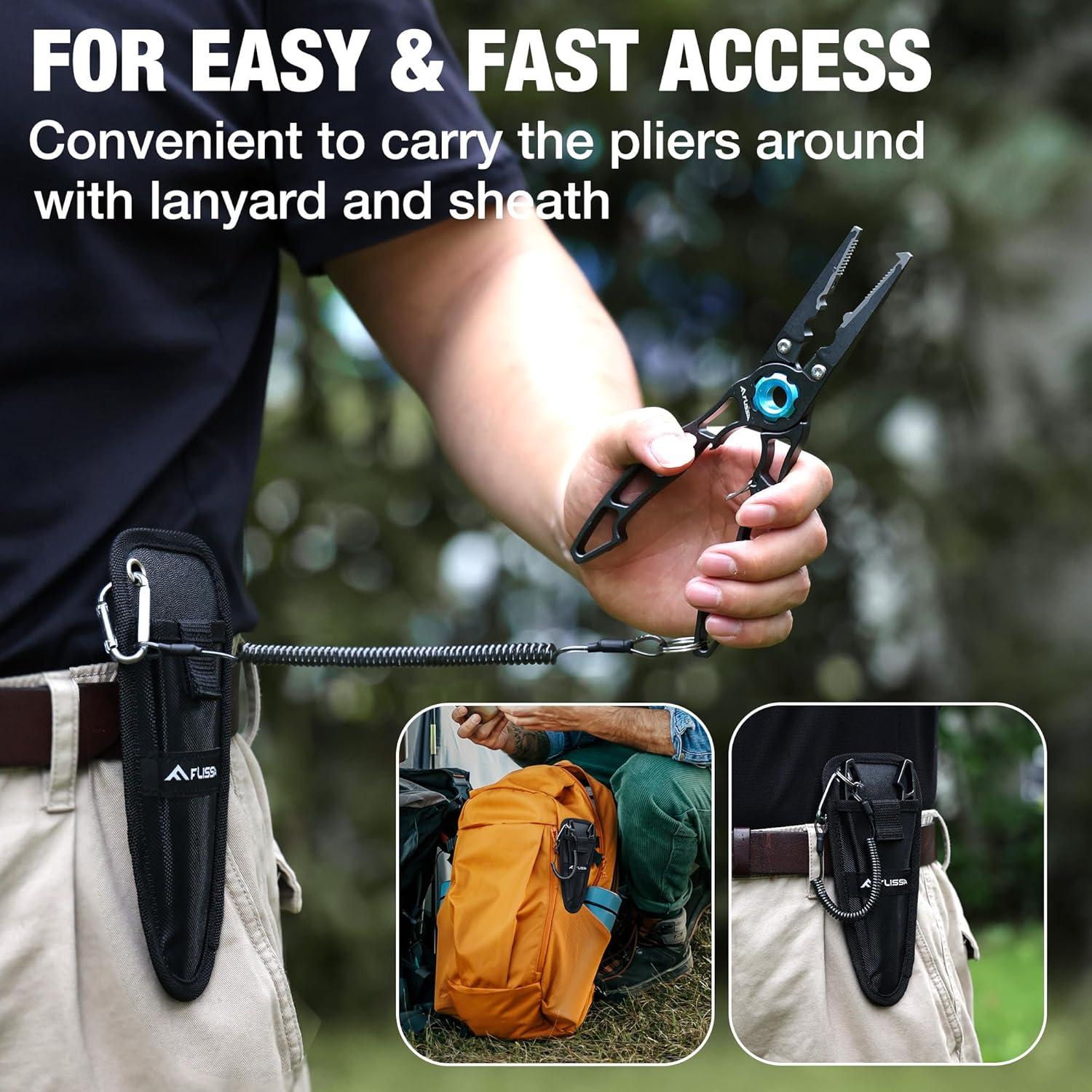 Pinzas de Pesca FLISSA 18.5 cm Titanio y Aluminio con Funda