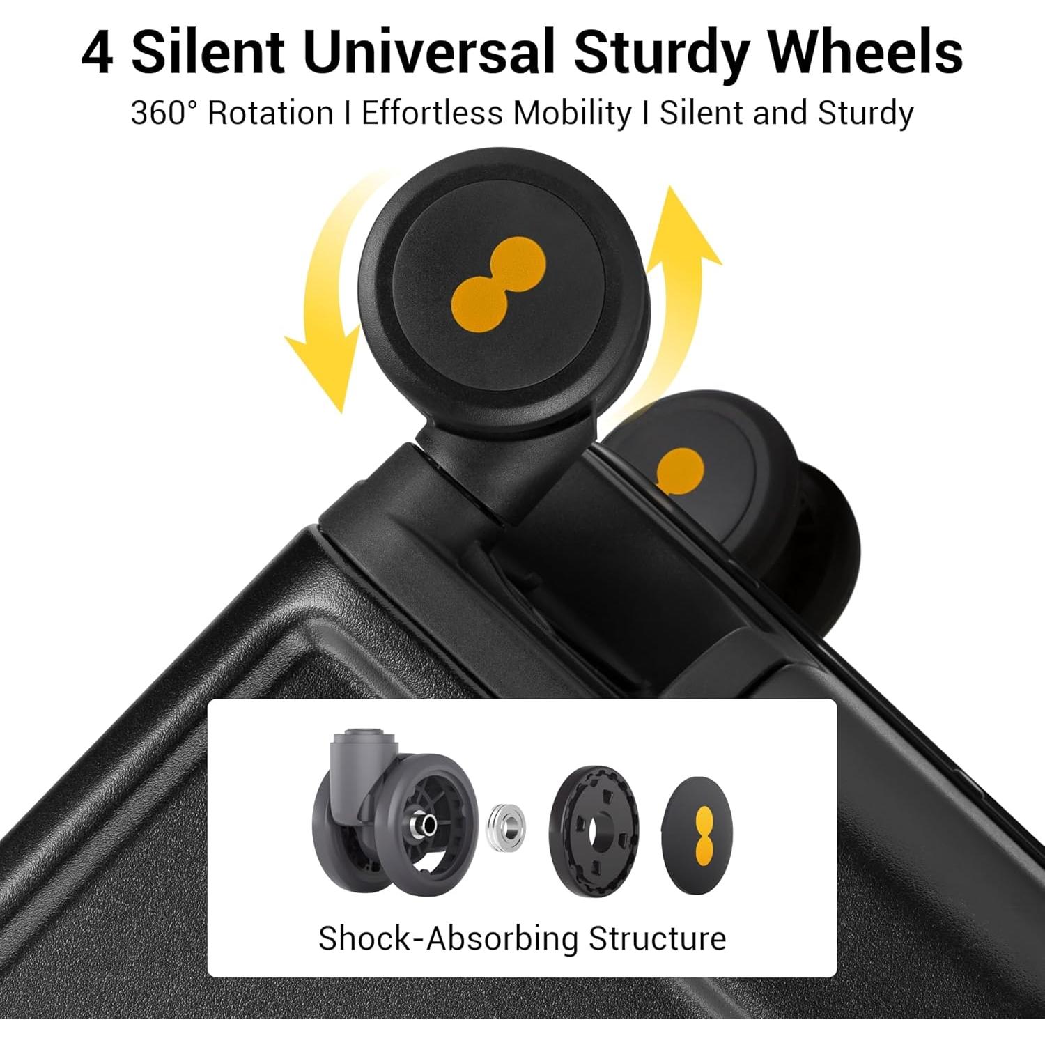 Maleta Sin Cremallera LEVEL8 20 Pulgadas Negro con Aluminio