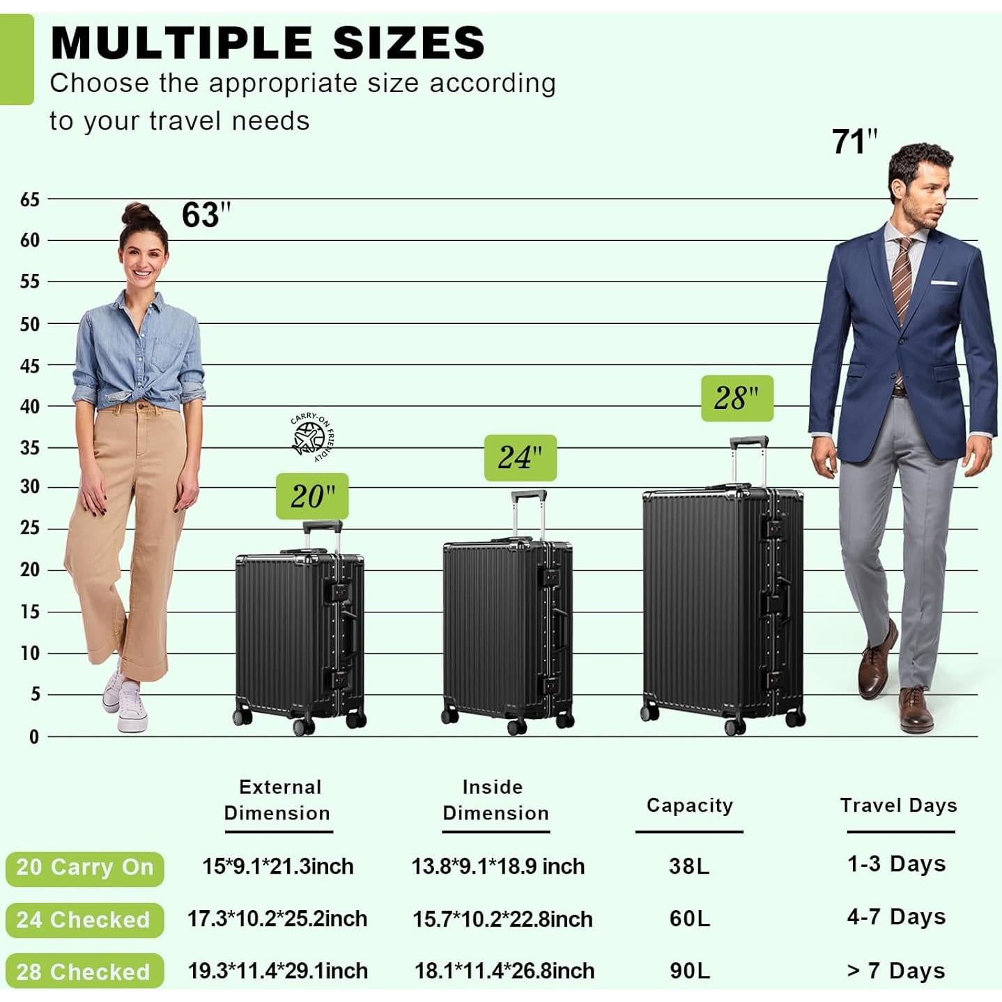 Maleta Dura AnyZip 24" Aluminio PC+ABS con Cerradura TSA