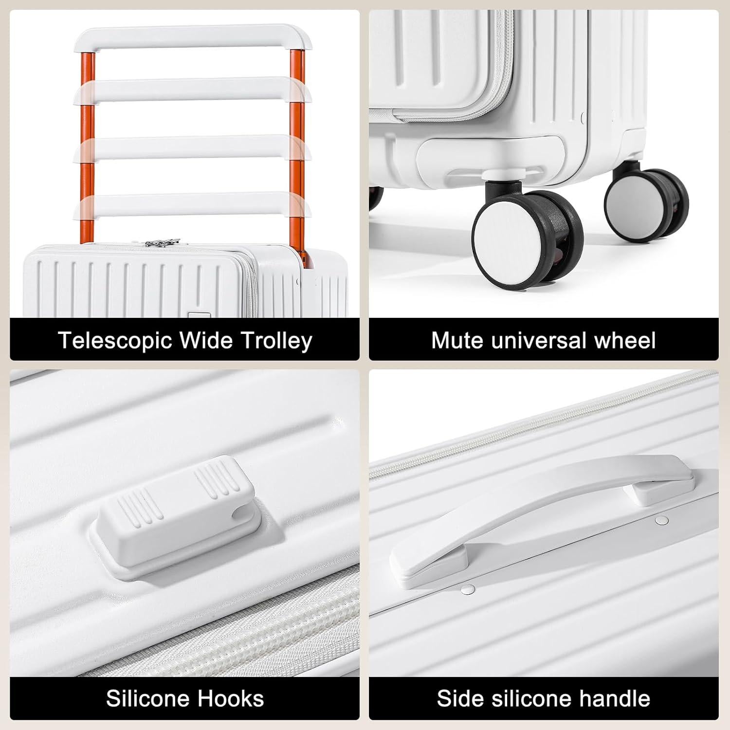 Maleta rígida Joyway 24" blanca con cerradura TSA y ruedas