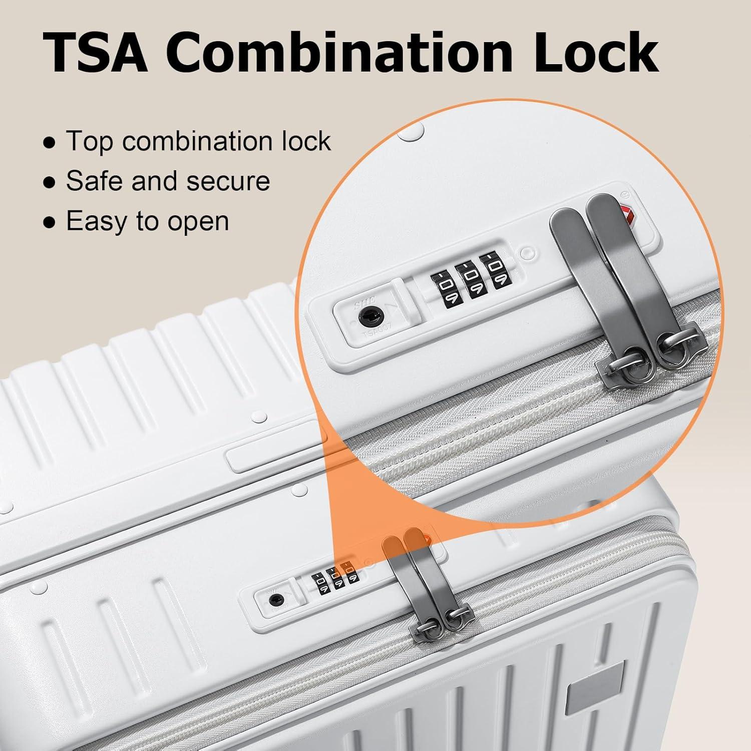 Maleta rígida Joyway 24" blanca con cerradura TSA y ruedas