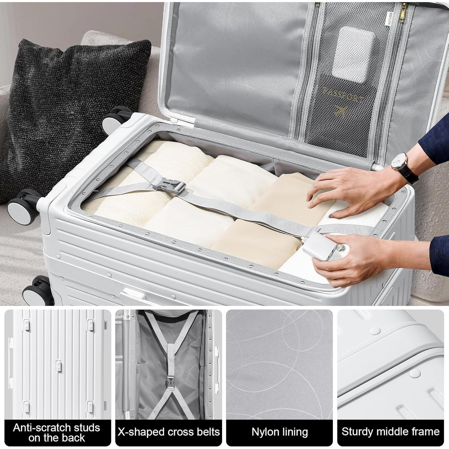 Maleta rígida Joyway 24" blanca con cerradura TSA y ruedas