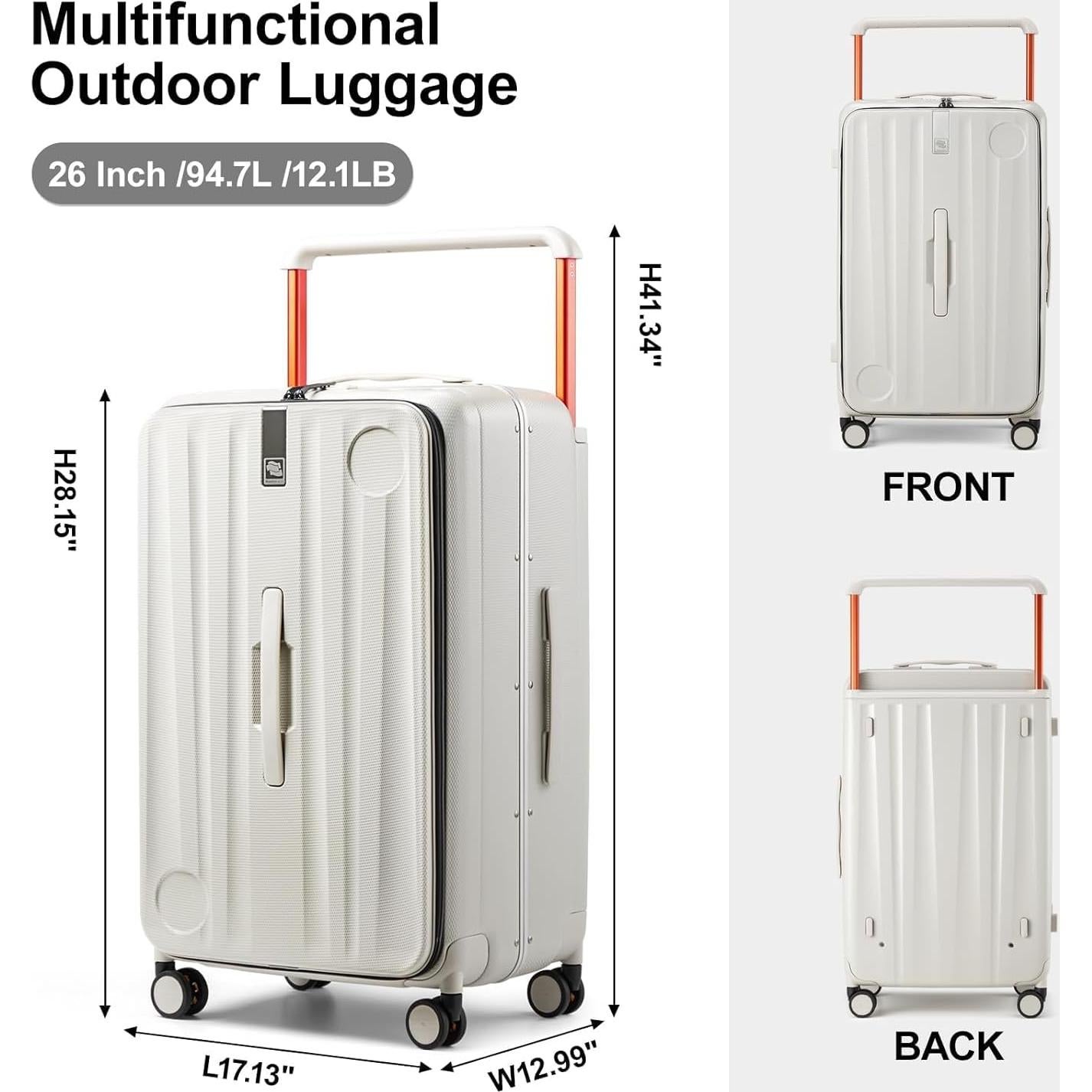 Maleta Facturada Multifuncional Hanke 94.7L 26" Blanco Marfil