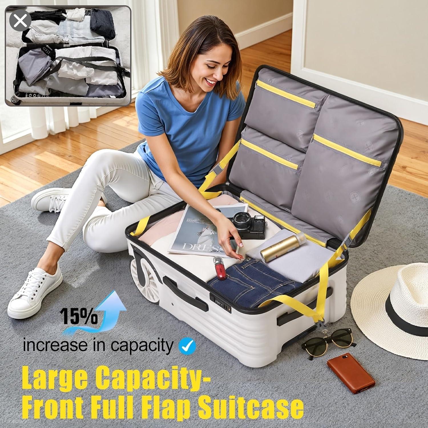 Maleta de Mano Dura ROPLUS 21" con Ruedas Grandes y Cerradura TSA