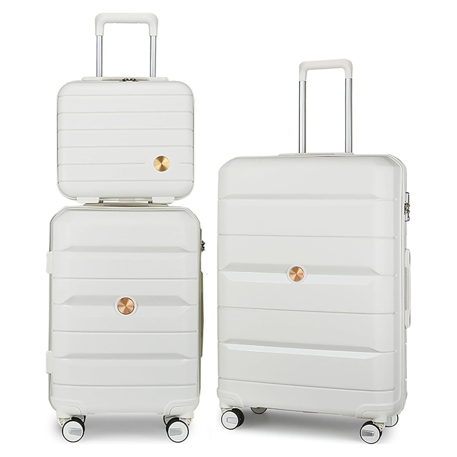 Juego de Maletas Somago 3 Piezas PP 35.6/50.8/61 cm Blanco Crema