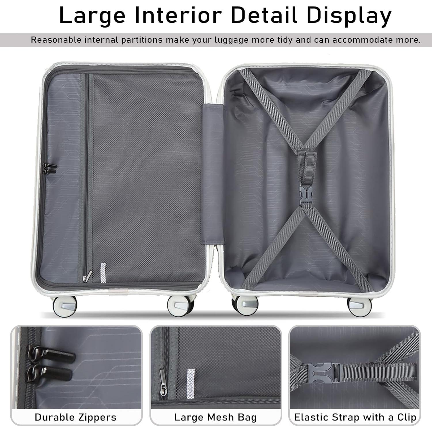 Juego de Maletas Somago 3 Piezas PP 35.6/50.8/61 cm Blanco Crema