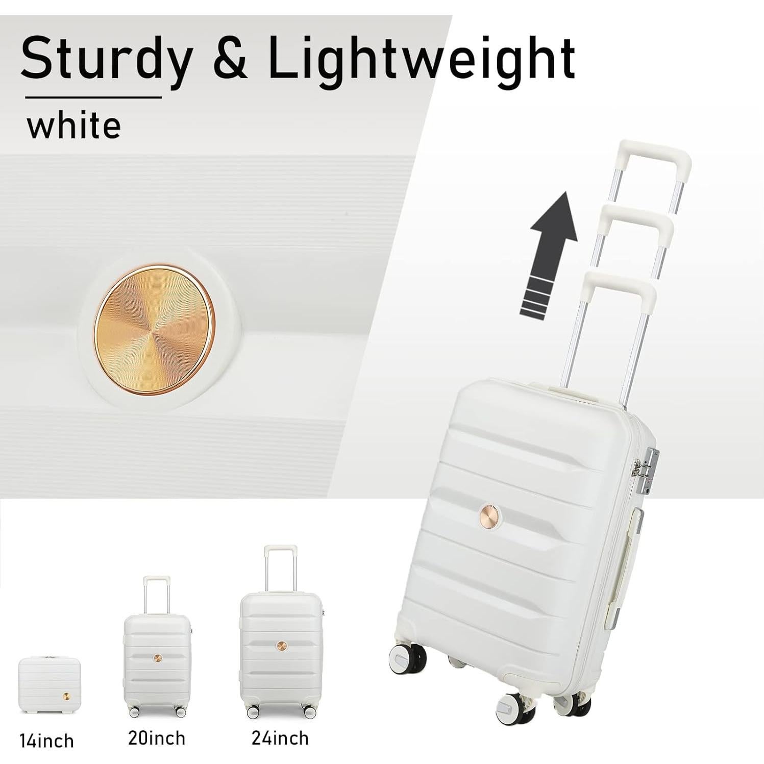 Juego de Maletas Somago 3 Piezas PP 35.6/50.8/61 cm Blanco Crema