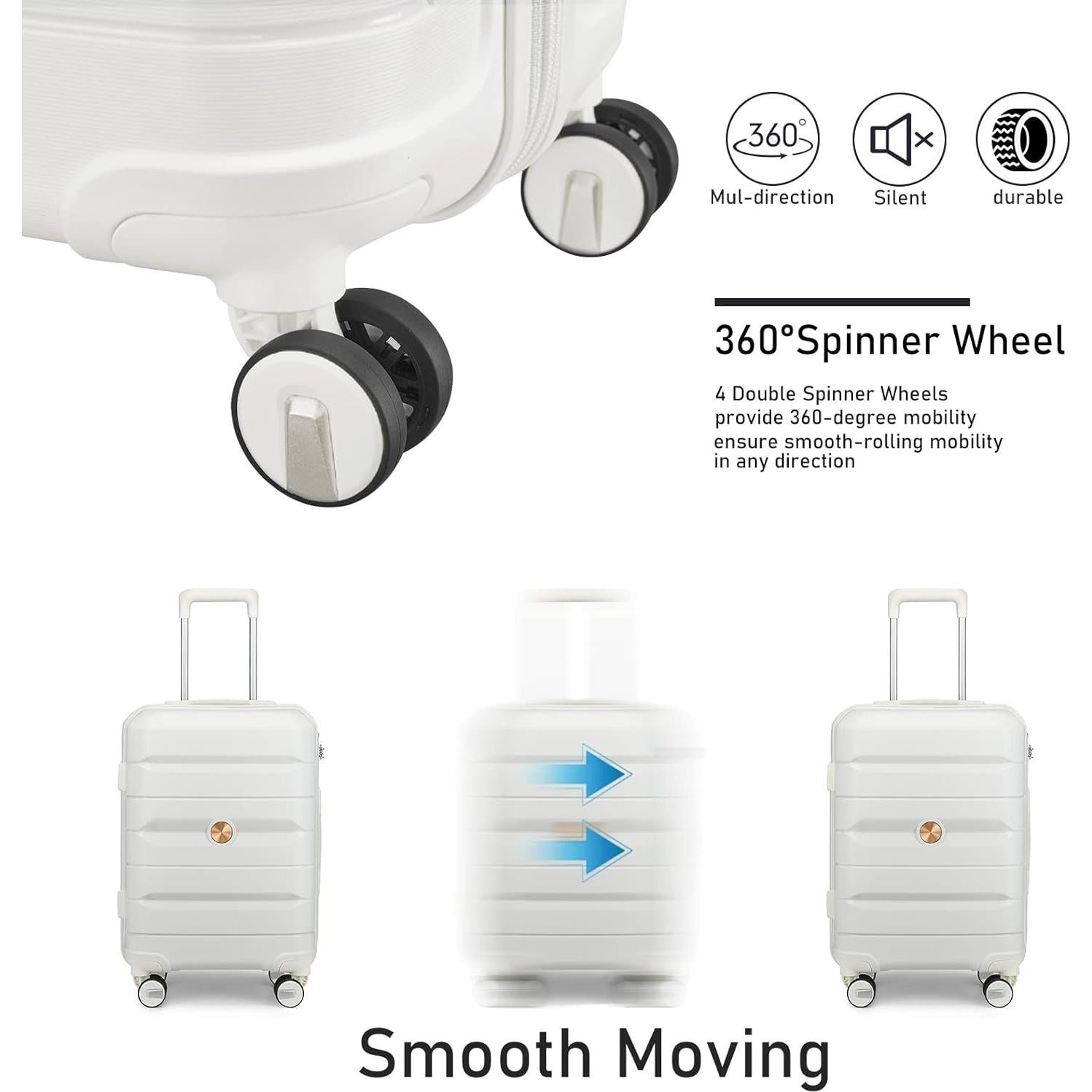 Juego de Maletas Somago 3 Piezas PP 35.6/50.8/61 cm Blanco Crema