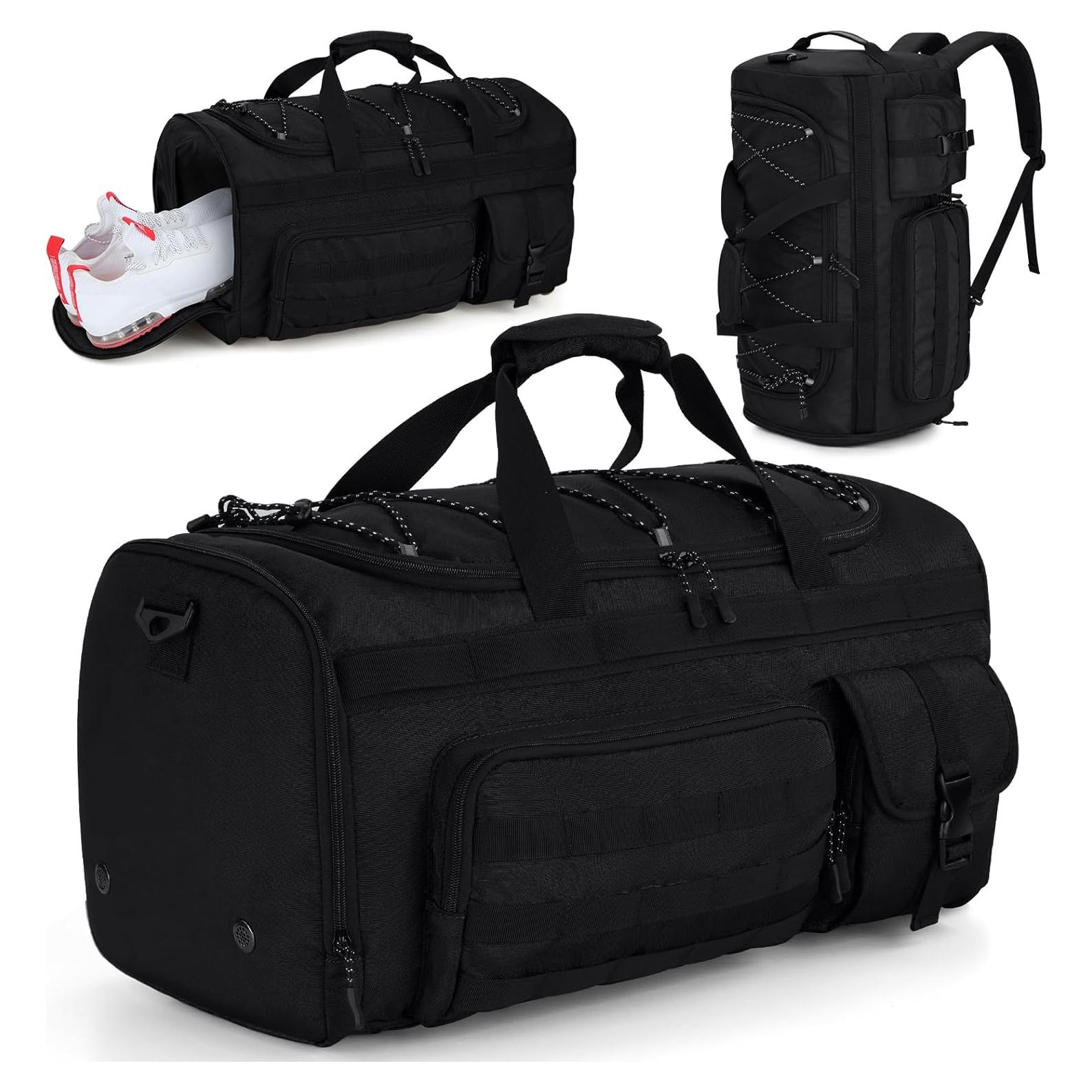 Bolsa de Duffel Gonex 45L Unisex Negra 3 en 1 con Compartimentos