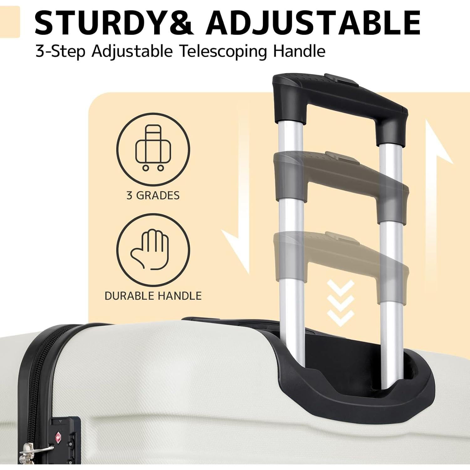 Maleta Mediana AnyZip 24" ABS Dura con 4 Ruedas TSA Blanca