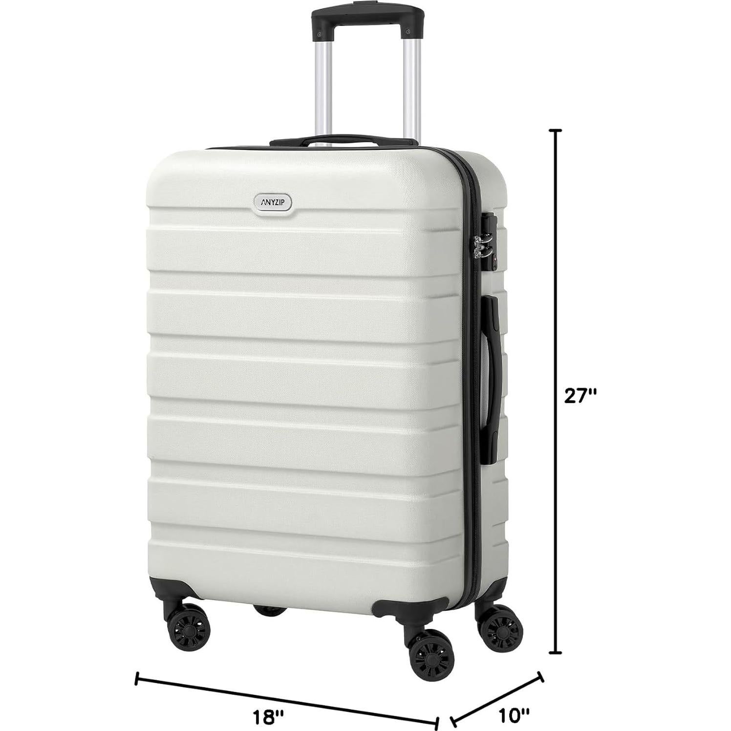 Maleta Mediana AnyZip 24" ABS Dura con 4 Ruedas TSA Blanca