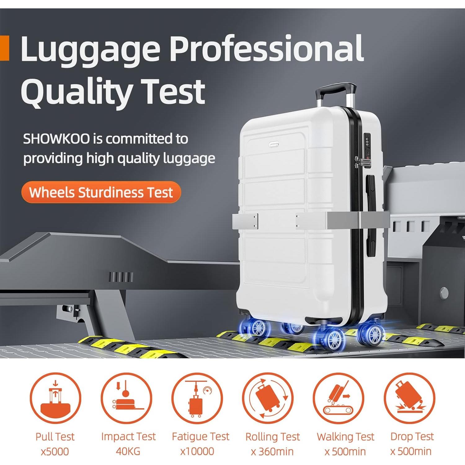 SHOWKOO Juego de Maletas Expandibles 3 Piezas PC+ABS Blancas