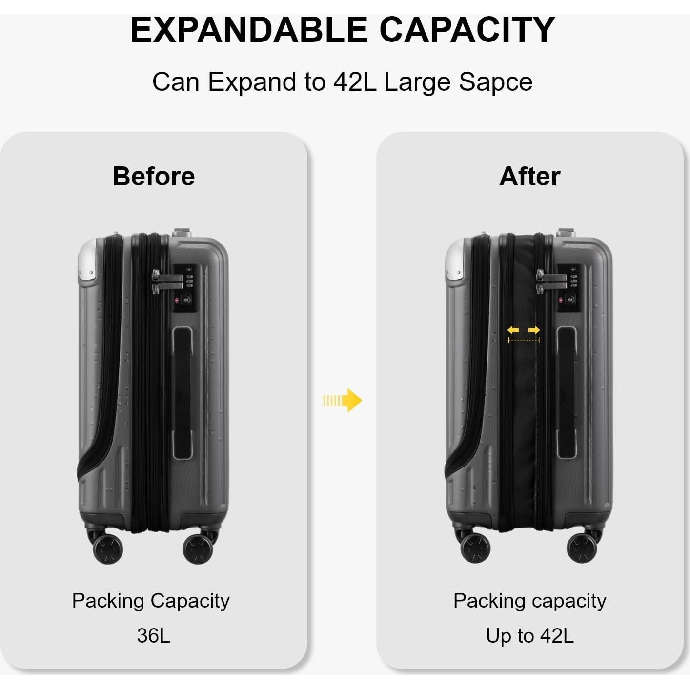 Maleta Dura Expandible LEVEL8 Grace 20 Pulgadas Gris