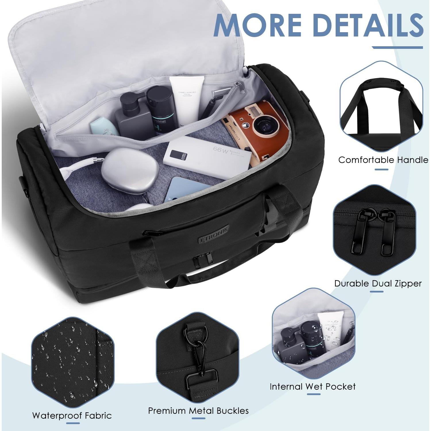 Bolsa de Viaje ETRONIK XL Negra con Compartimento para Zapatos