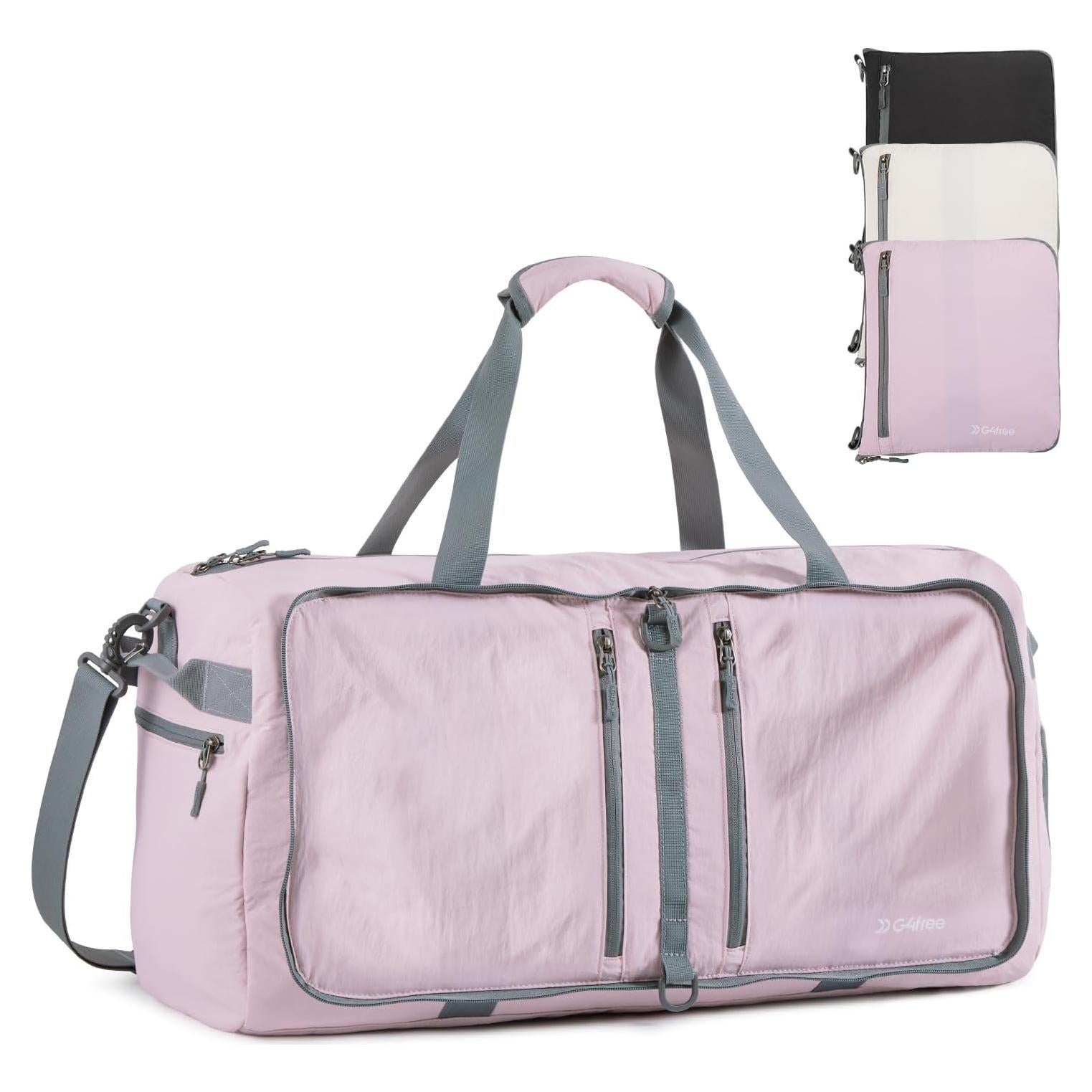 Bolsa de Viaje Plegable G4Free 65L Rosa con Compartimento para Zapatos