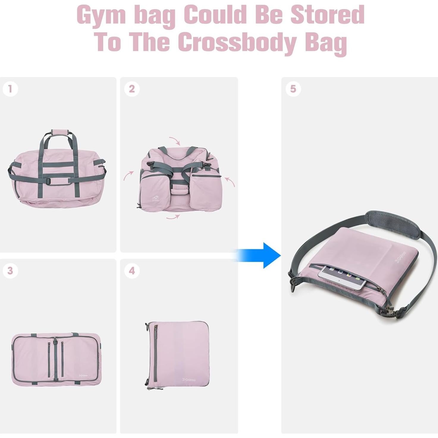 Bolsa de Viaje Plegable G4Free 65L Rosa con Compartimento para Zapatos