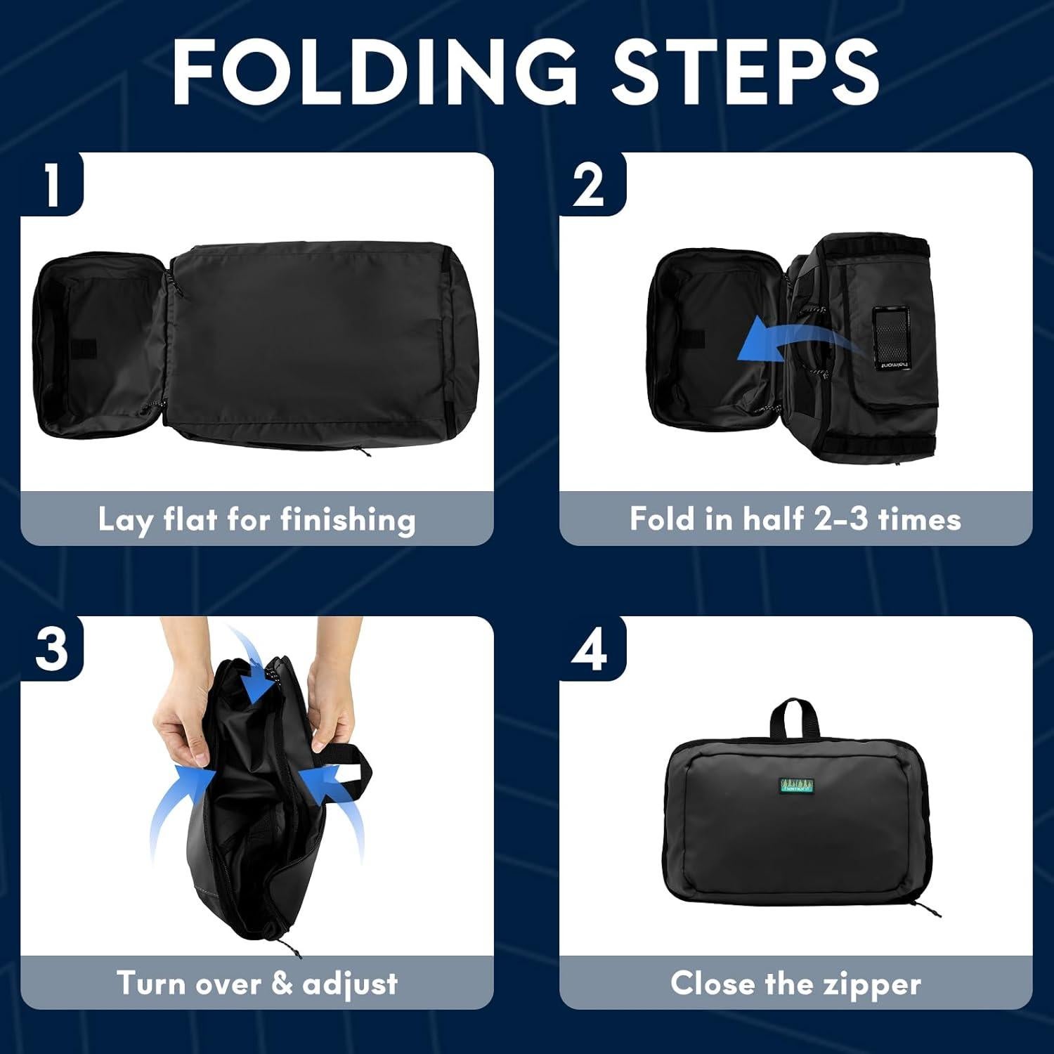 Bolsa de viaje plegable Haimont 60L impermeable negra