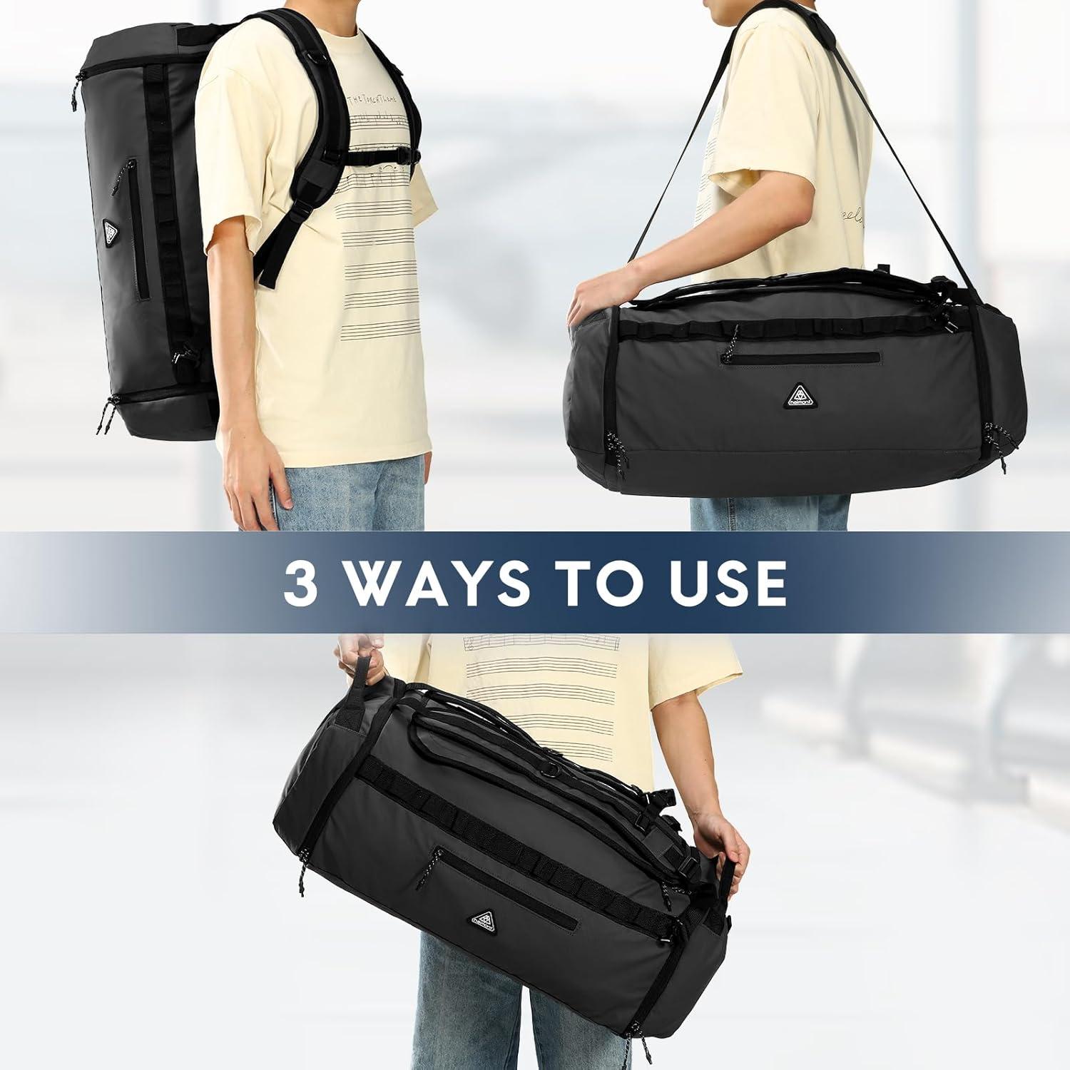 Bolsa de viaje plegable Haimont 60L impermeable negra