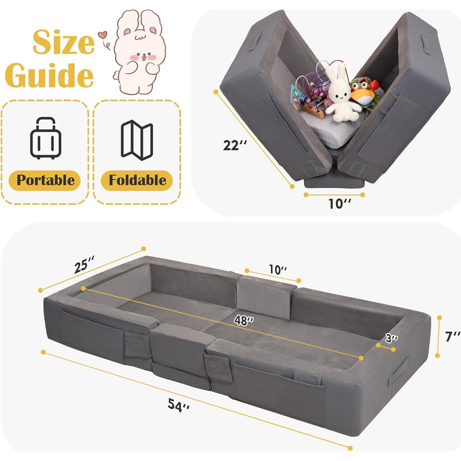 Cama de Viaje Enitya para Niños 18 Meses a 4 Años - Gris