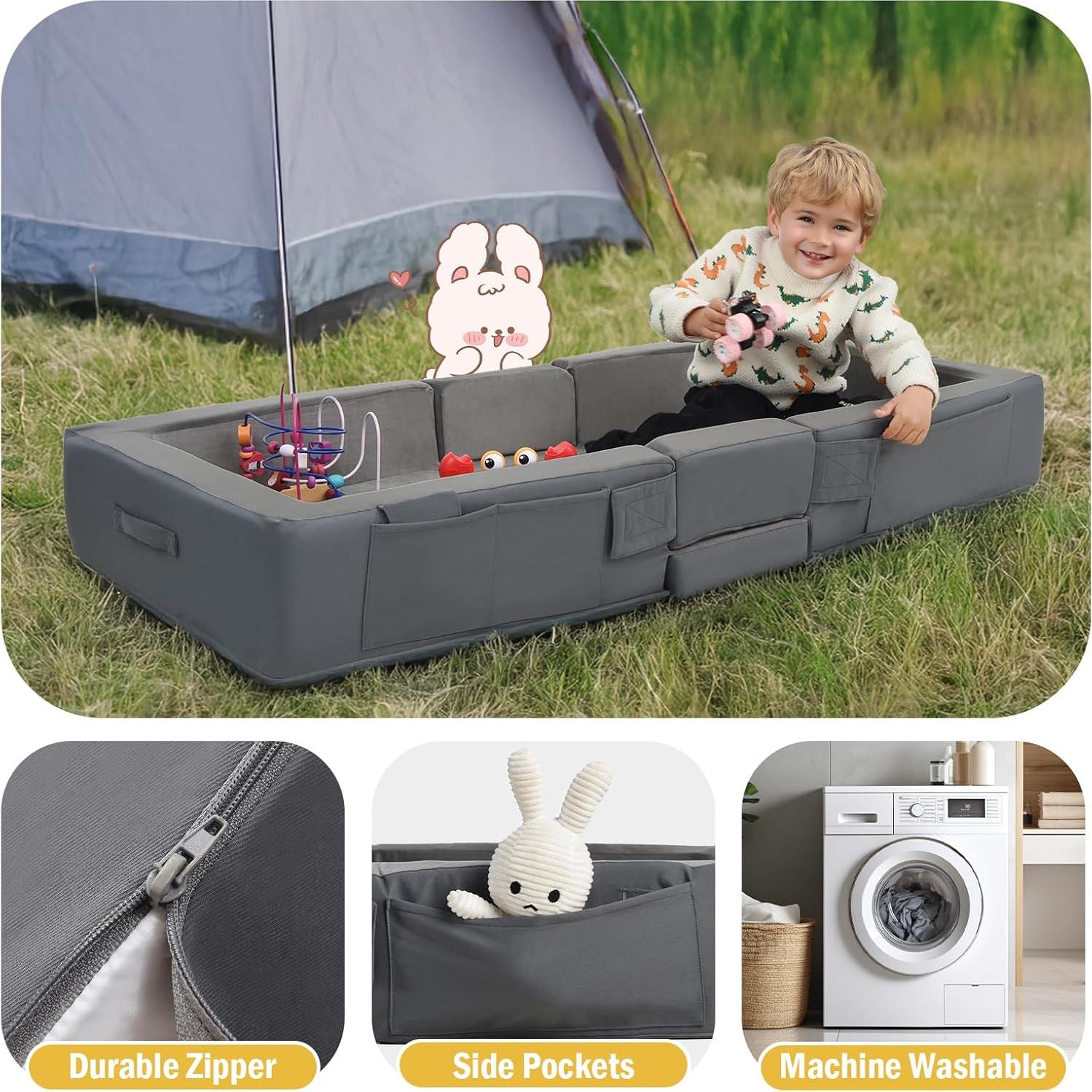 Cama de Viaje Enitya para Niños 18 Meses a 4 Años - Gris