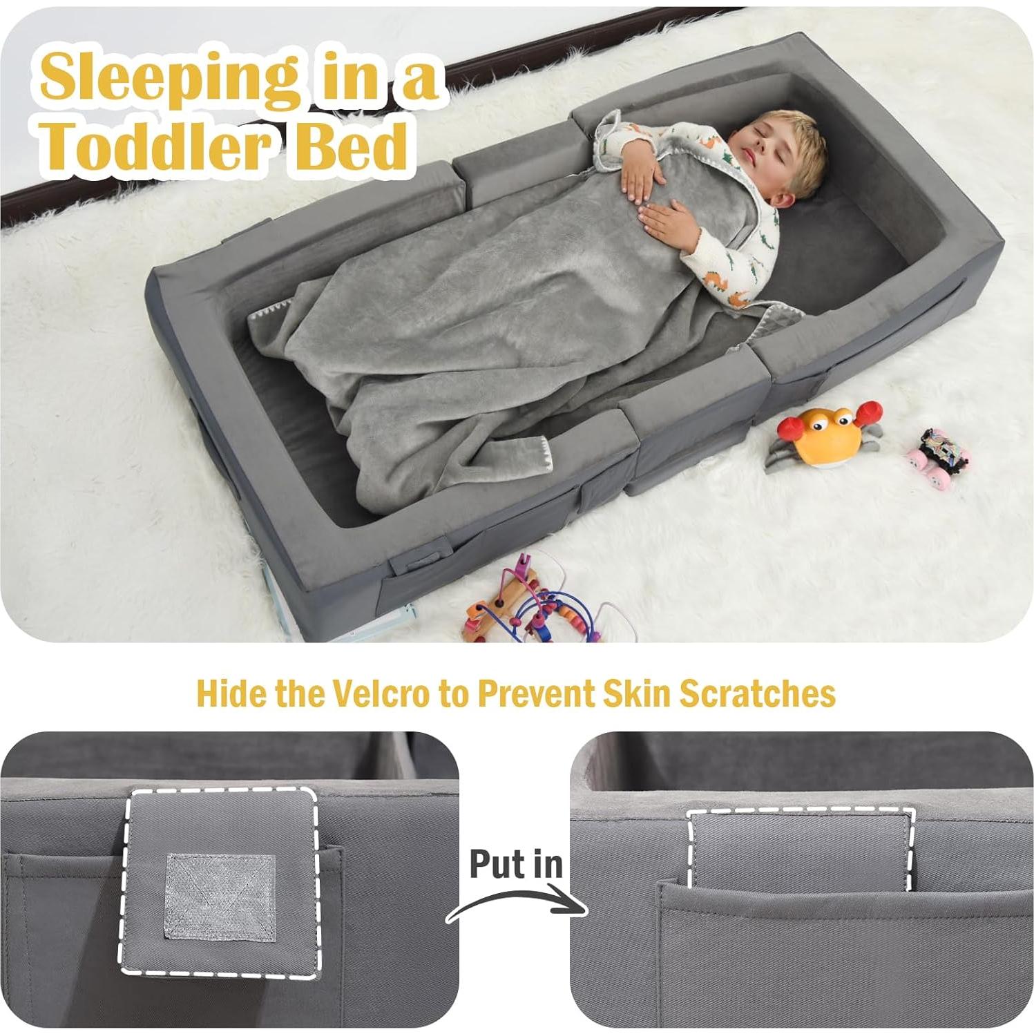 Cama de Viaje Enitya para Niños 18 Meses a 4 Años - Gris