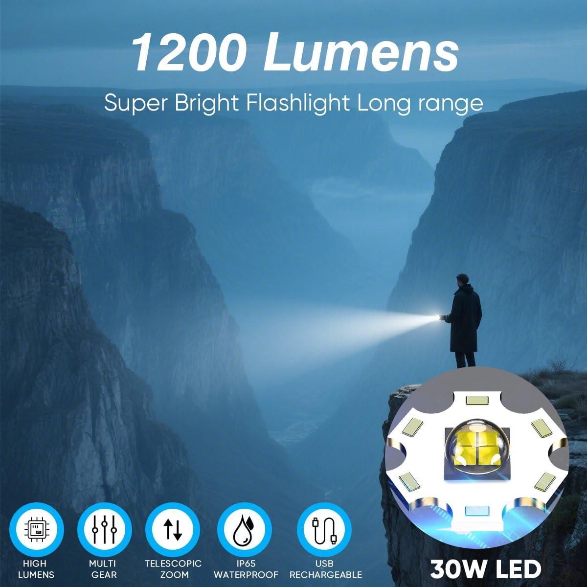 Linterna LED Recargable X.Store XF1199 - 9 Modos, IPX4