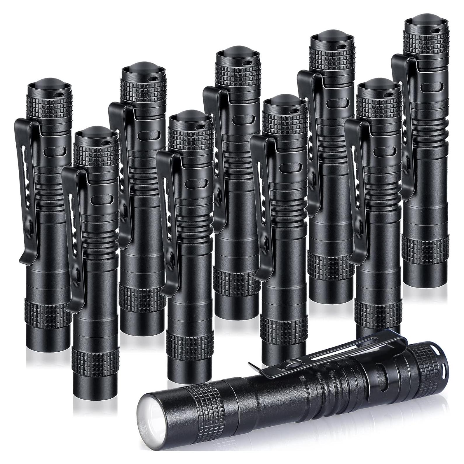 Linterna Mini LED Hortsun 10 Pcs con Clip 9 cm Negra