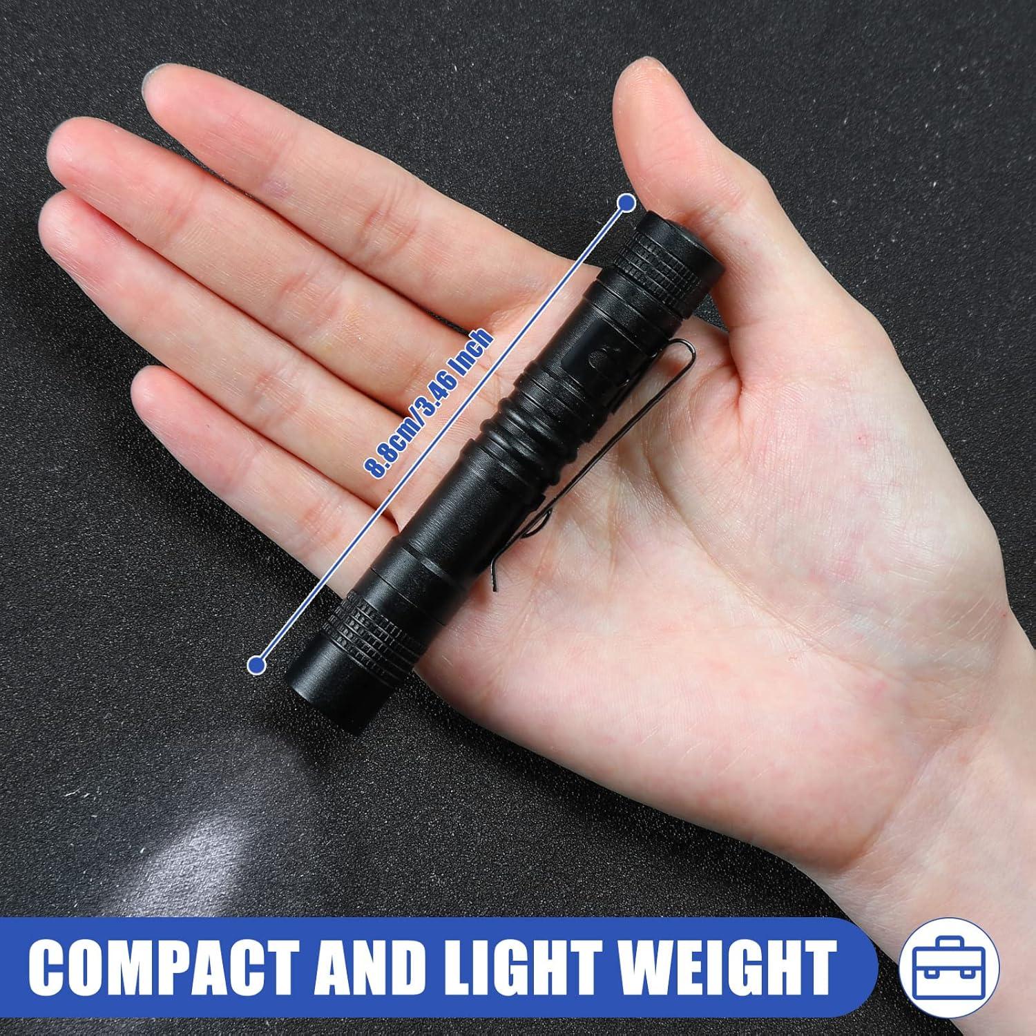 Linterna Mini LED Hortsun 10 Pcs con Clip 9 cm Negra