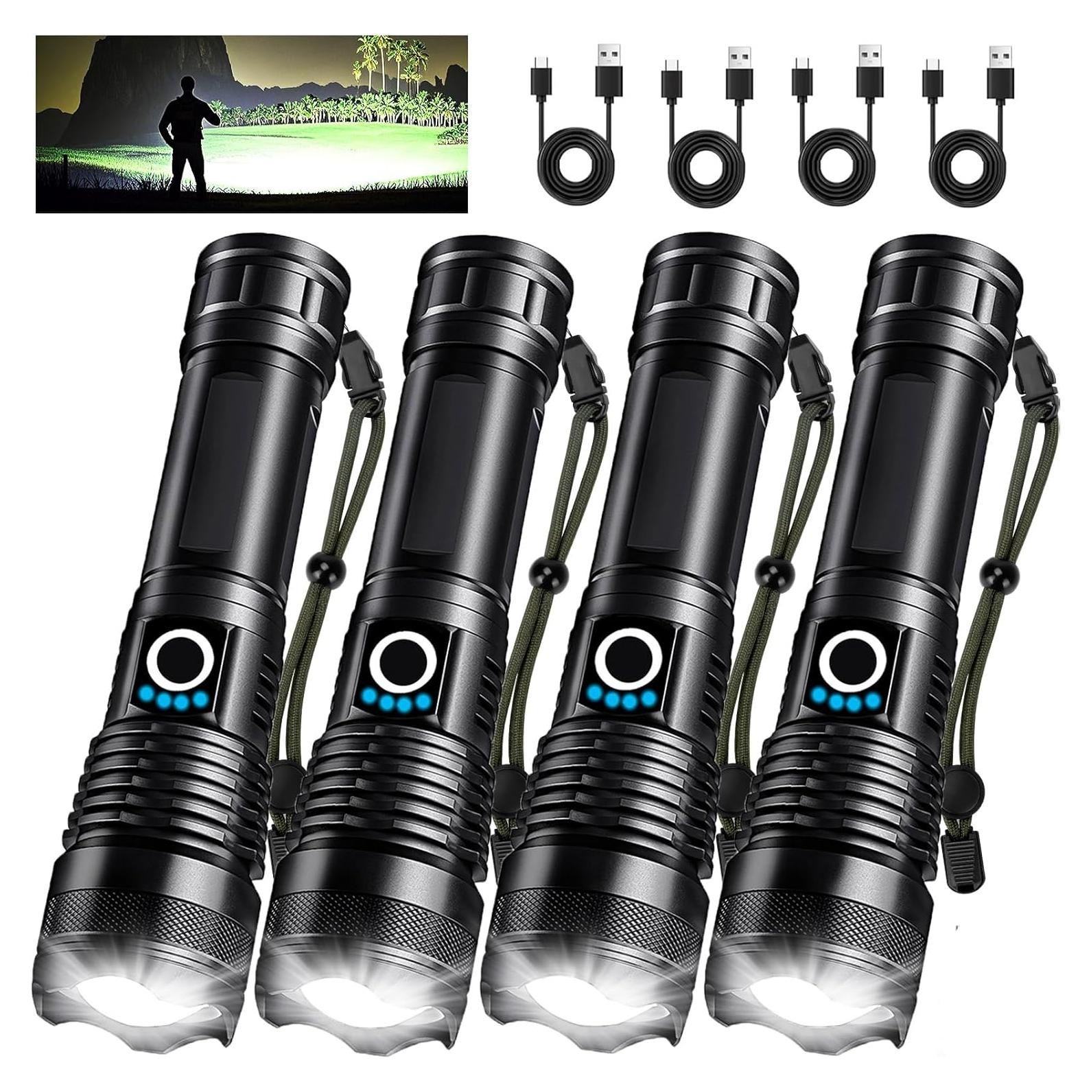 Paquete de 4 Linternas LED Recargables Lylting 90,000LM