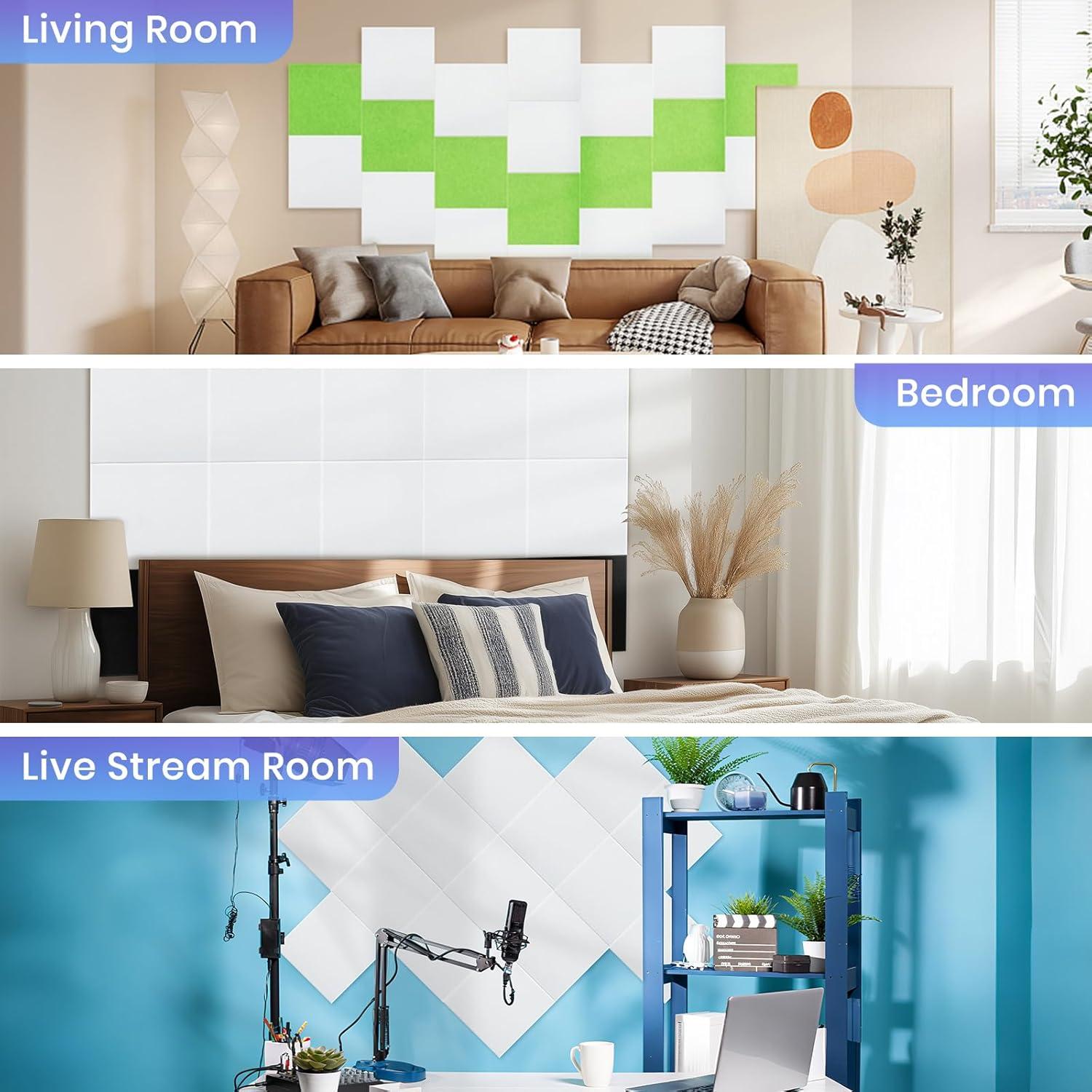 Paquete de 18 Paneles Acústicos Aislantes Focusound 30.48x30.48cm