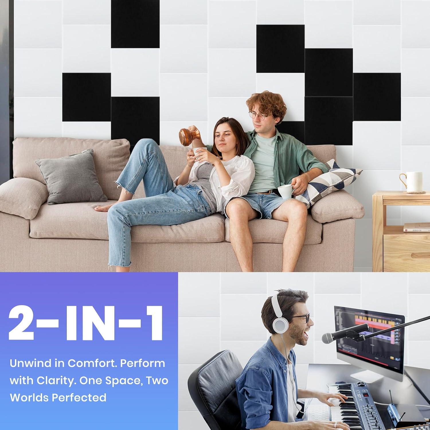 Paquete de 18 Paneles Acústicos Aislantes Focusound 30.48x30.48cm