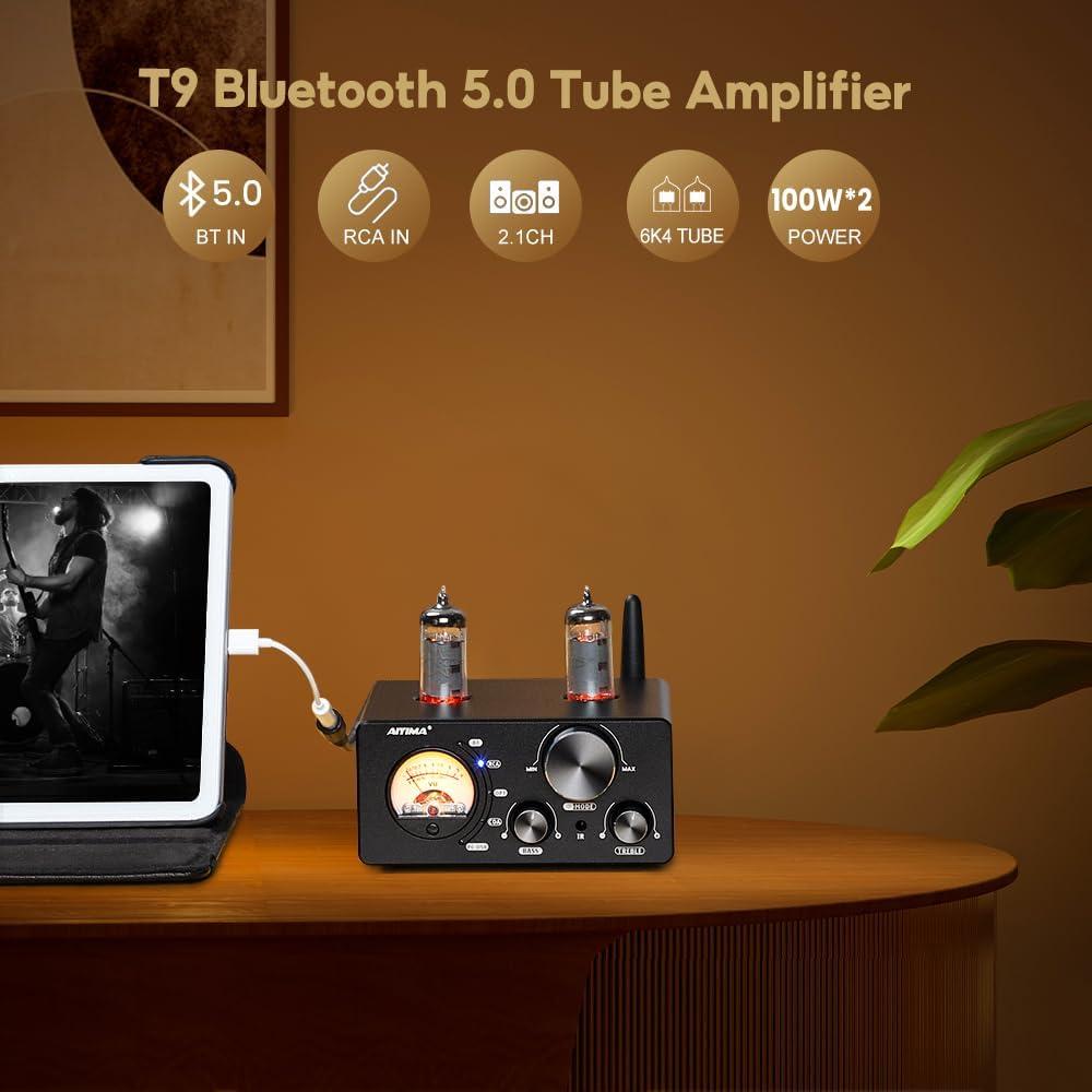 Amplificador Bluetooth AIYIMA T9 HiFi 200W 2.0 Canal DAC