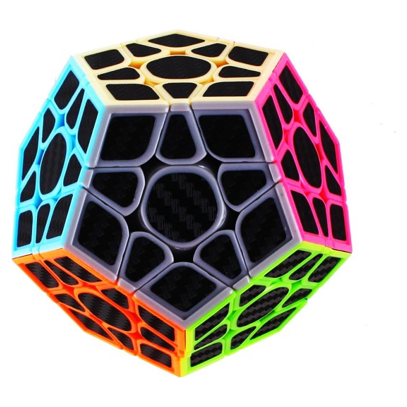 CuberSpeed Phantom Carbon Fiber Sticker 3x3 Pentagonal Dodecahedron stickerless Magic Cube Kilominx 3x3x3 with Black Sticker Speed Cube 12-Sided Brain Teaser Puzzle
