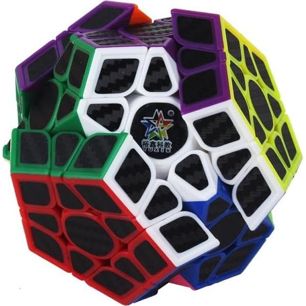 CuberSpeed Phantom Carbon Fiber Sticker 3x3 Pentagonal Dodecahedron stickerless Magic Cube Kilominx 3x3x3 with Black Sticker Speed Cube 12-Sided Brain Teaser Puzzle