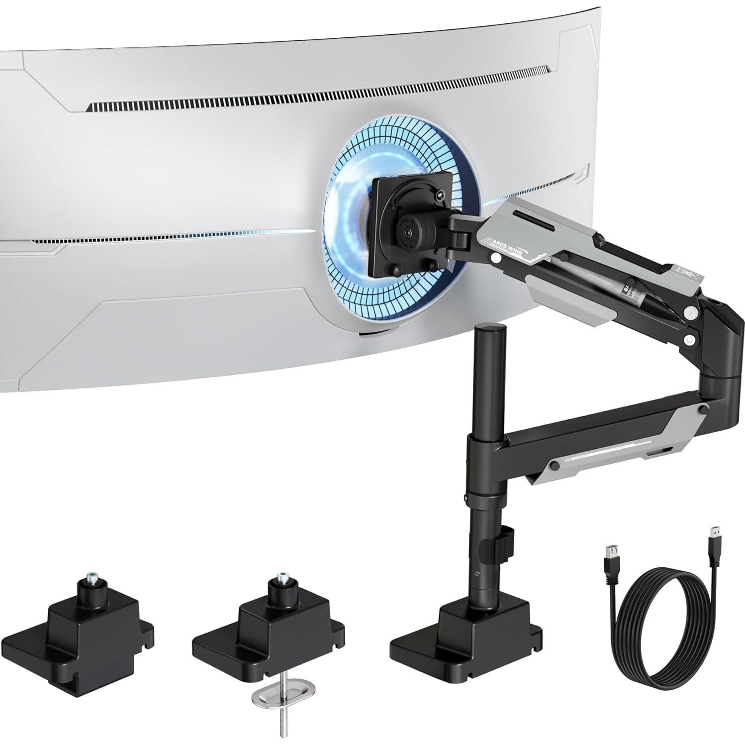Soporte de Monitor ARES WING Ajustable hasta 30kg Negro