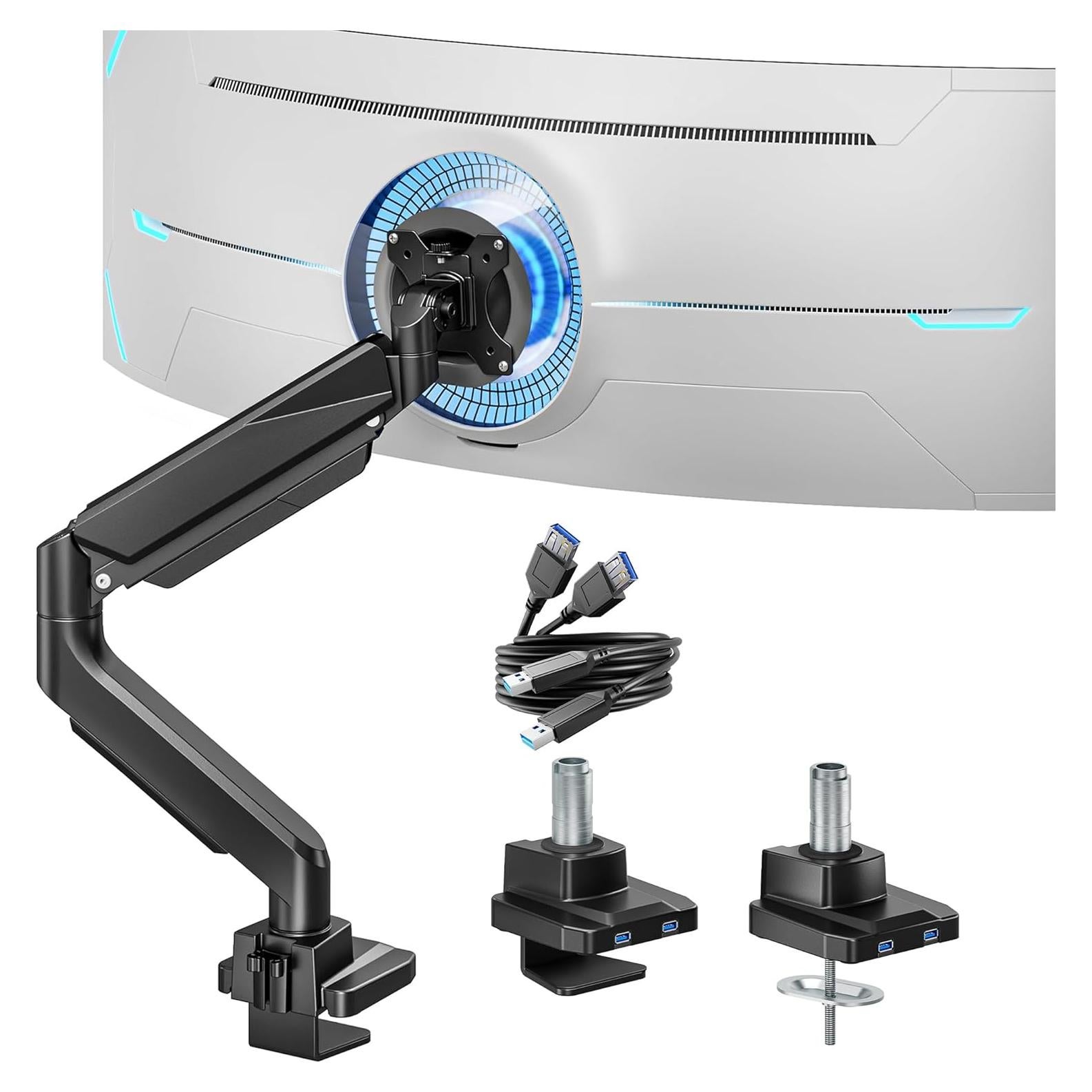 Brazo de Monitor ARES WING Ajustable 13"-49" Negro con USB