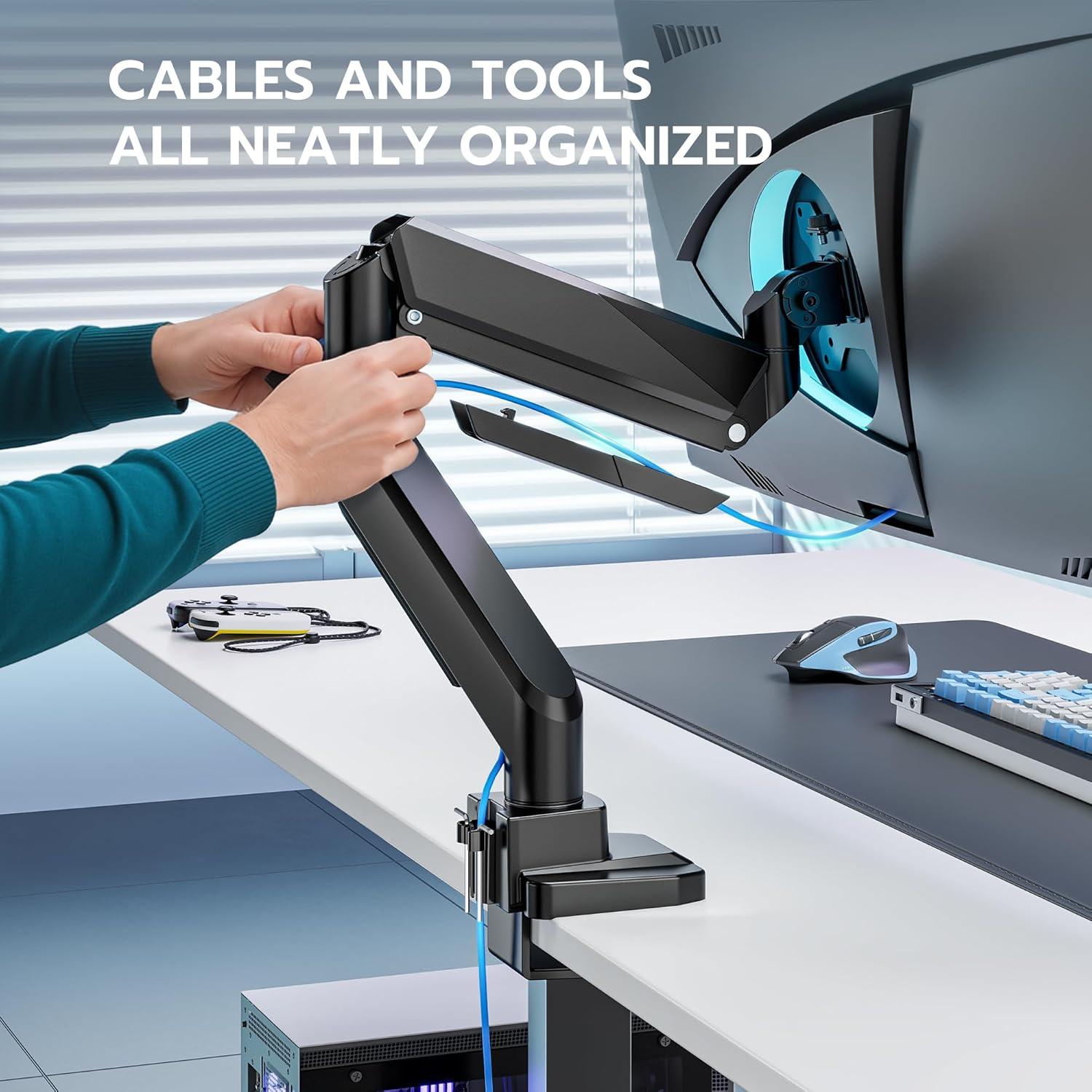 Brazo de Monitor ARES WING Ajustable 13"-49" Negro con USB