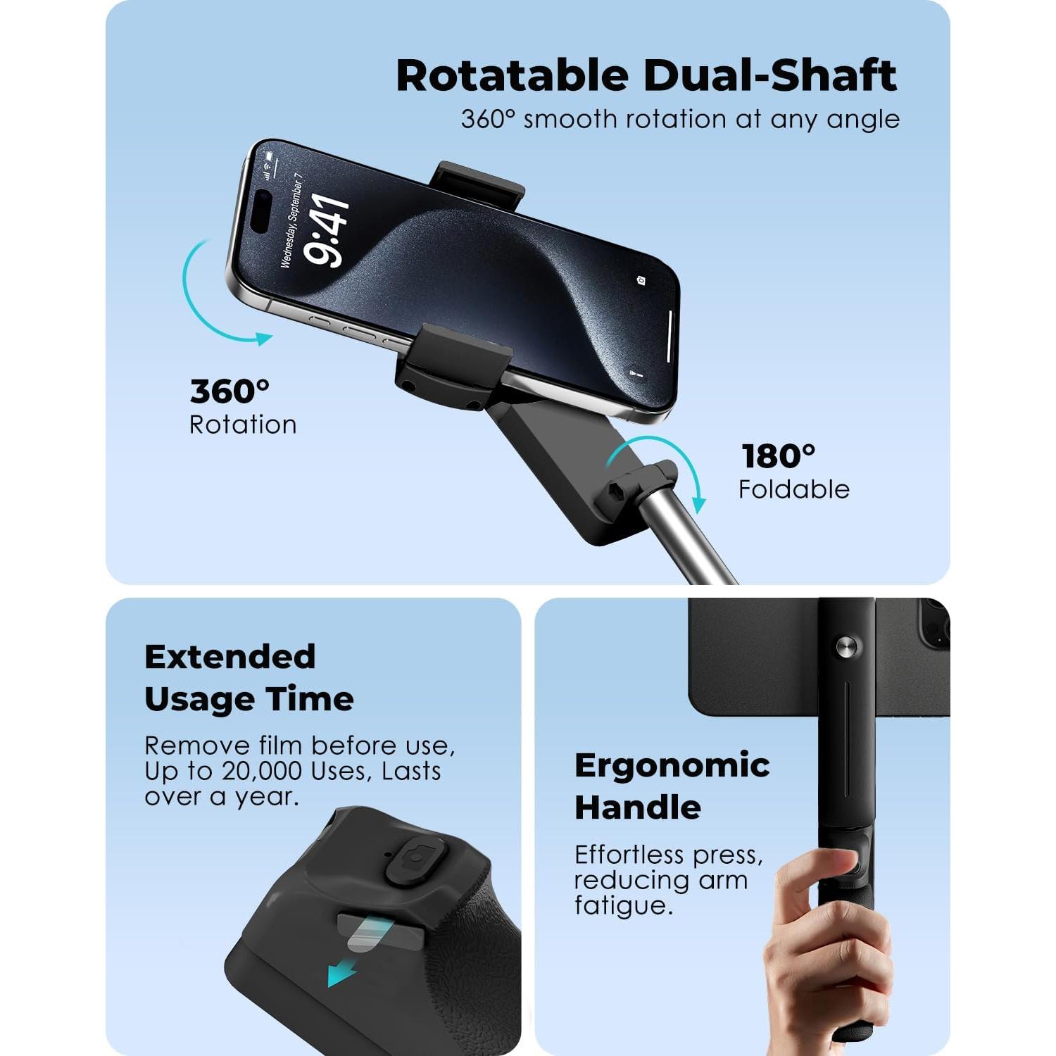 Soporte para Selfie Viozon Portátil Extensible 67cm Negro