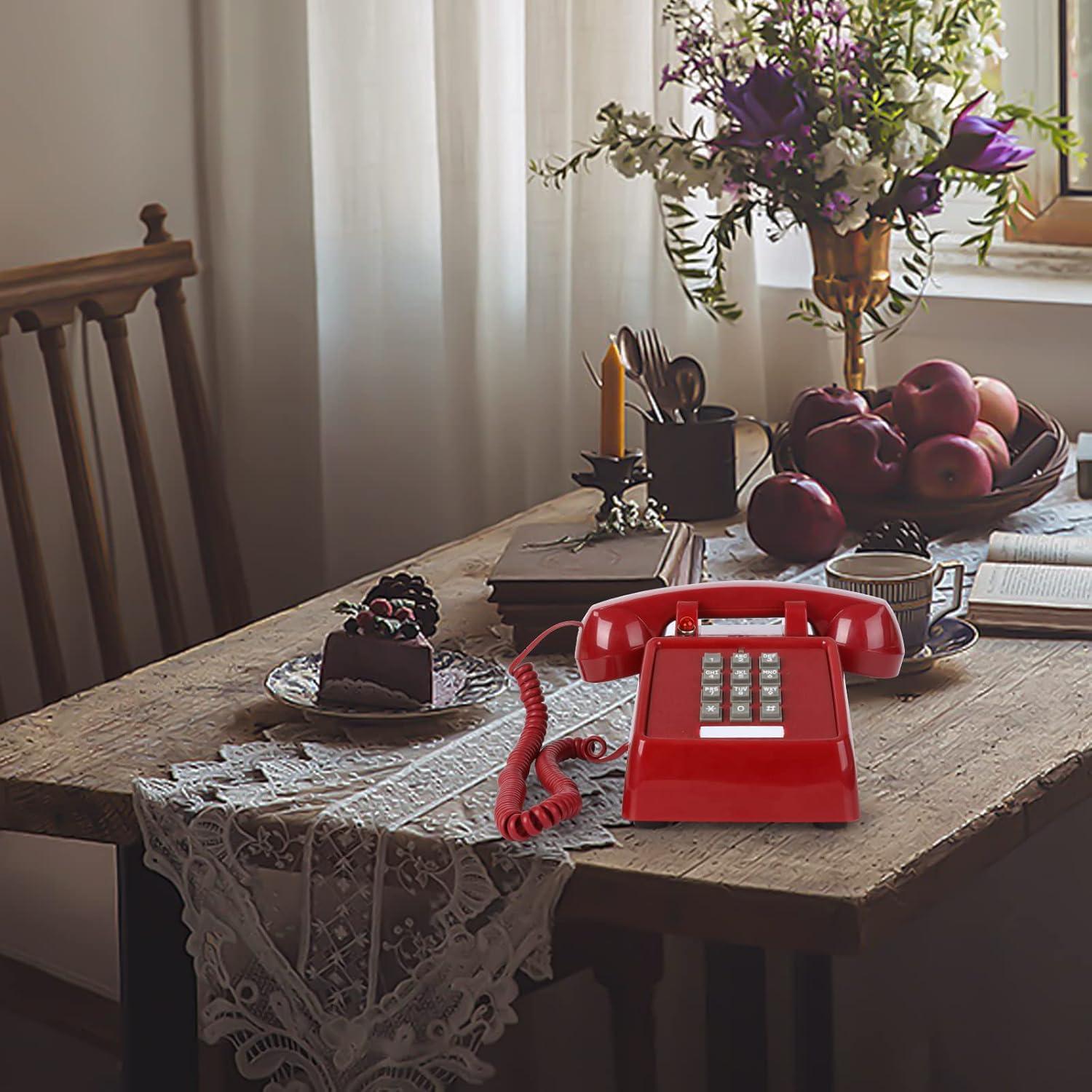 Teléfono de Mesa Analógico Sangyn Retro 2500 Rojo