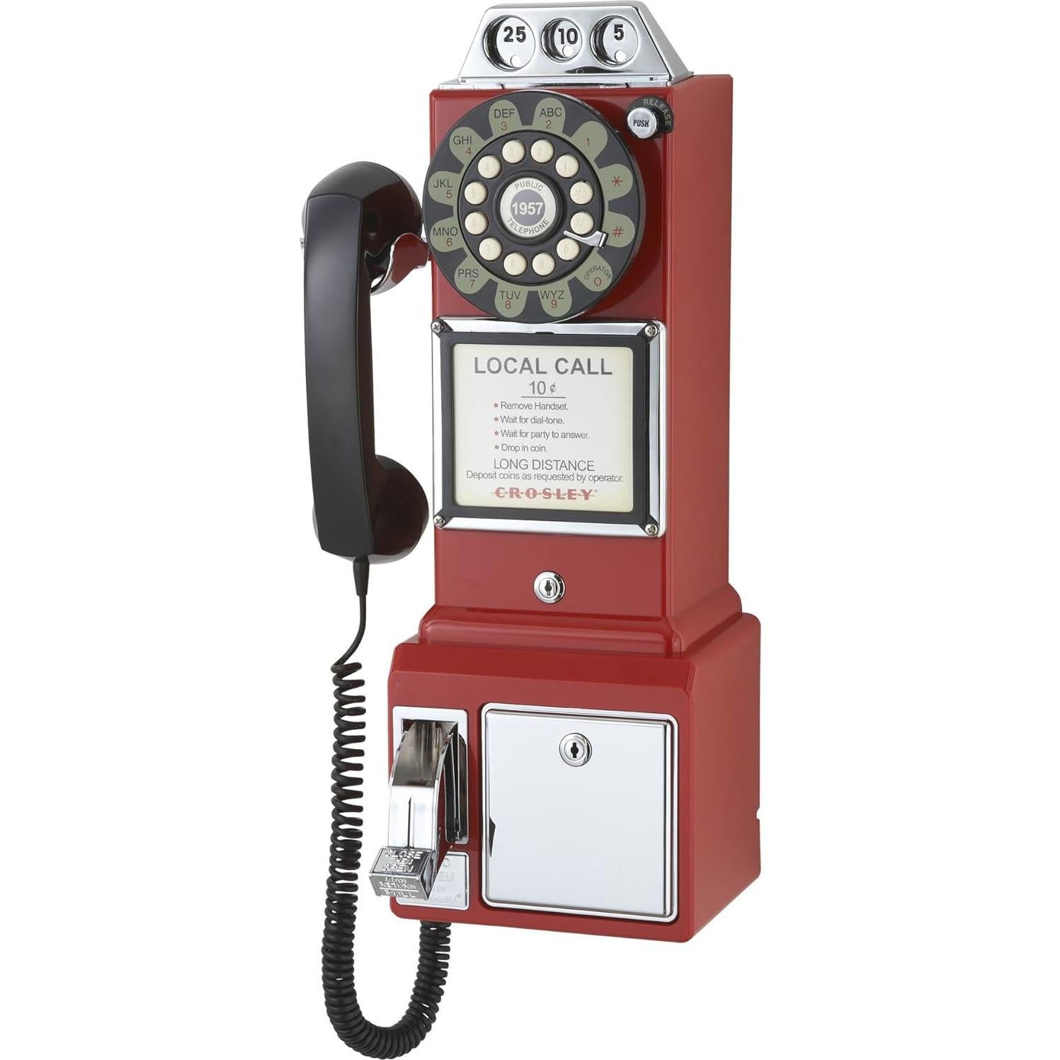Teléfono Público Vintage Crosley CR56-RE Rojo 1950
