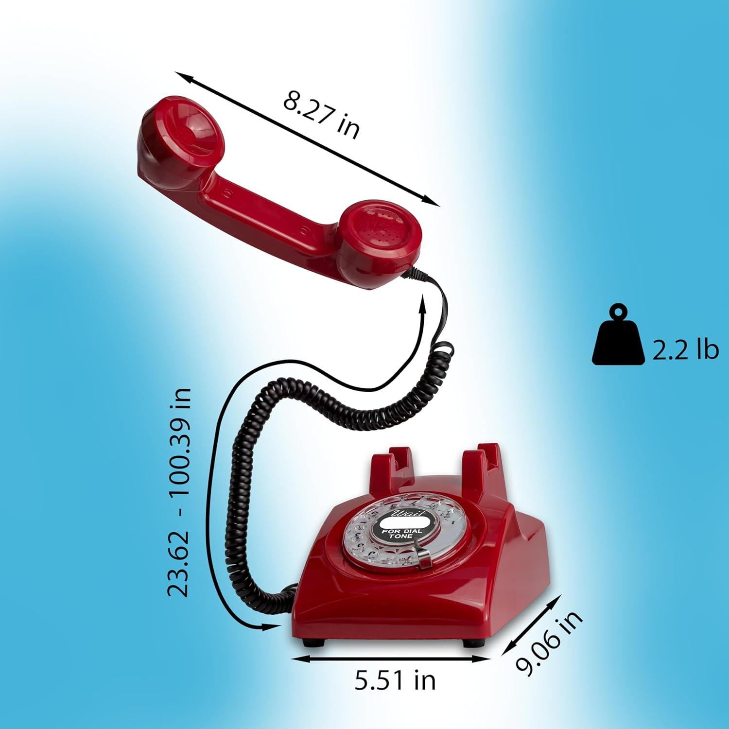 Teléfono Rotatorio Vintage Opis T60cab Rojo Clásico 1.1kg