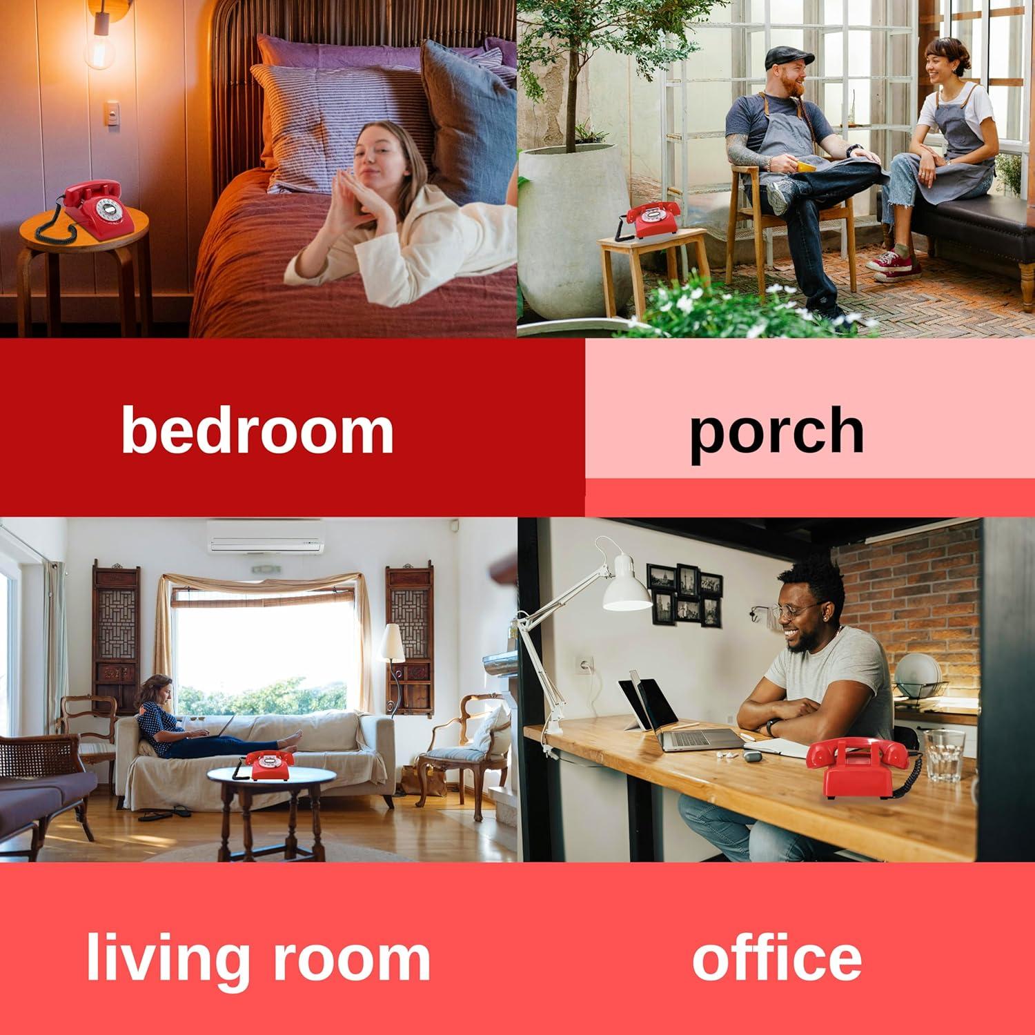 Teléfono Rotatorio Vintage Opis T60cab Rojo Clásico 1.1kg