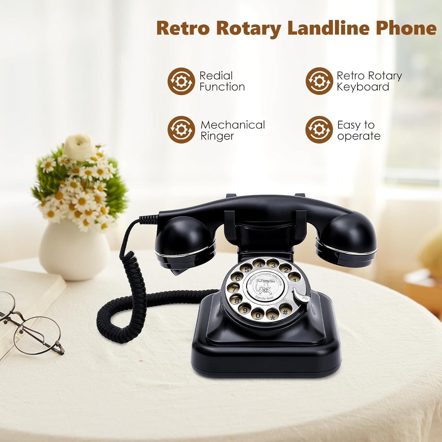 Teléfono de Línea Retro Vintage HMCH con Timbre Mecánico