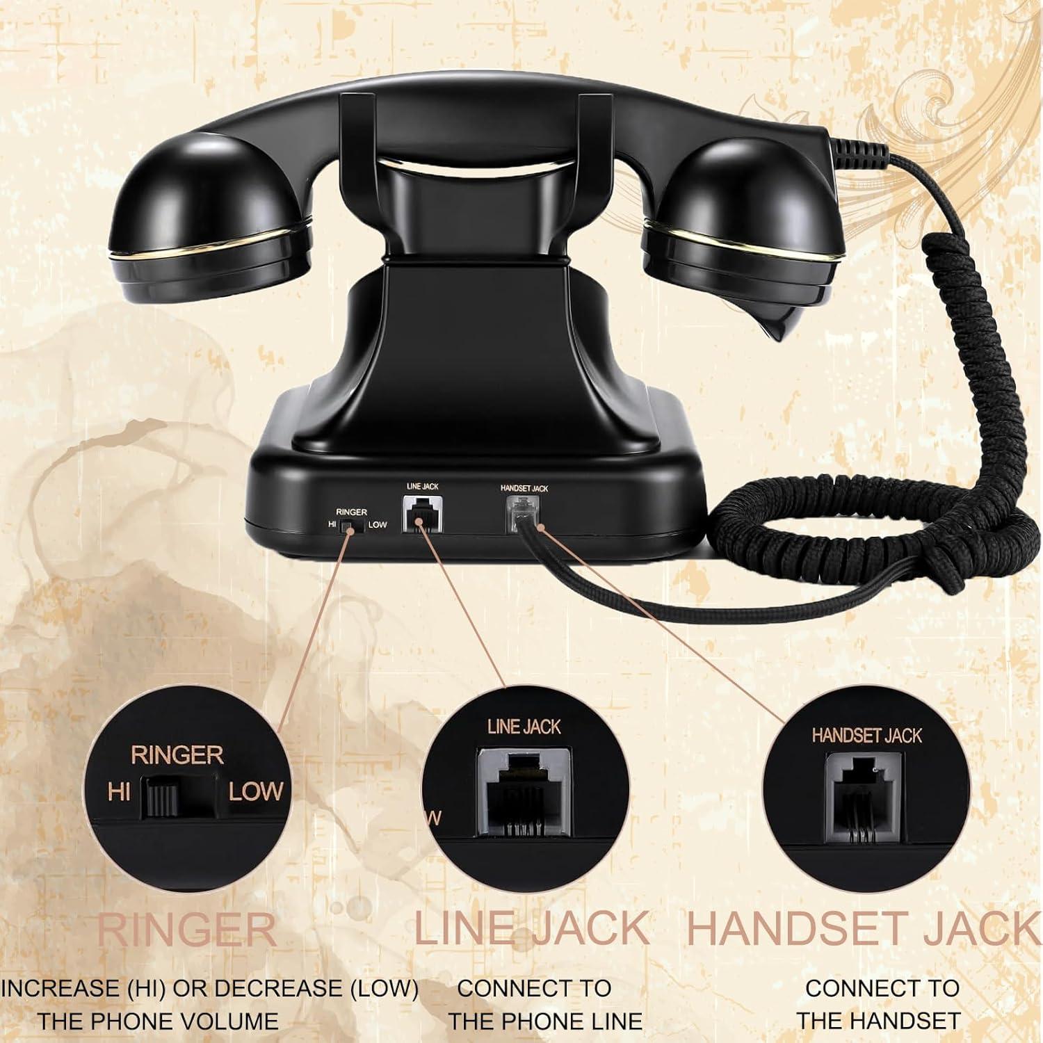 Teléfono de Línea Retro Vintage HMCH con Timbre Mecánico