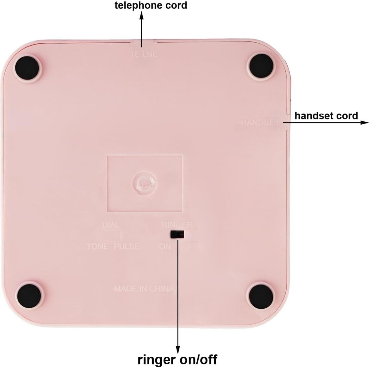 TelPal Teléfono de Línea Fija Retro Rosa con Marcado por Botón